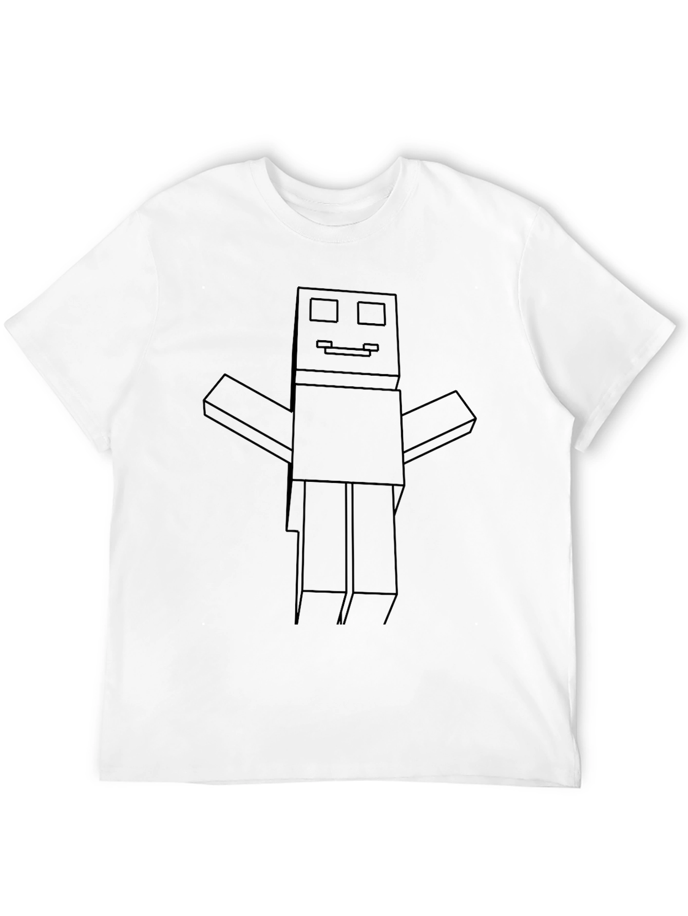 Black Minecraft Robot Outline Black Tee view 12