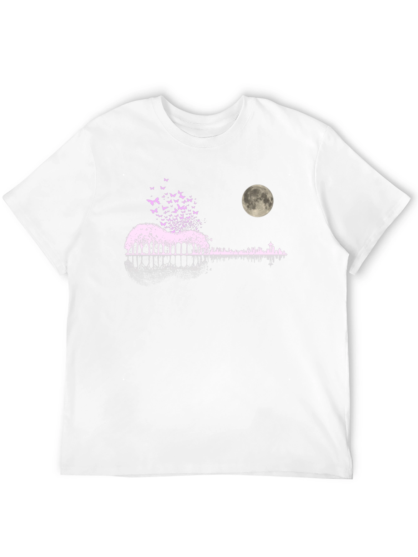 Black Nature Guitar Moon Graphic T-Shirt view 12