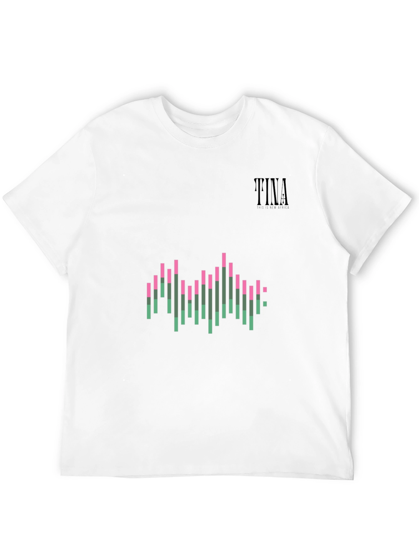 Black Stylish Black Graphic Tee: Pink & Green Wave Design view 12