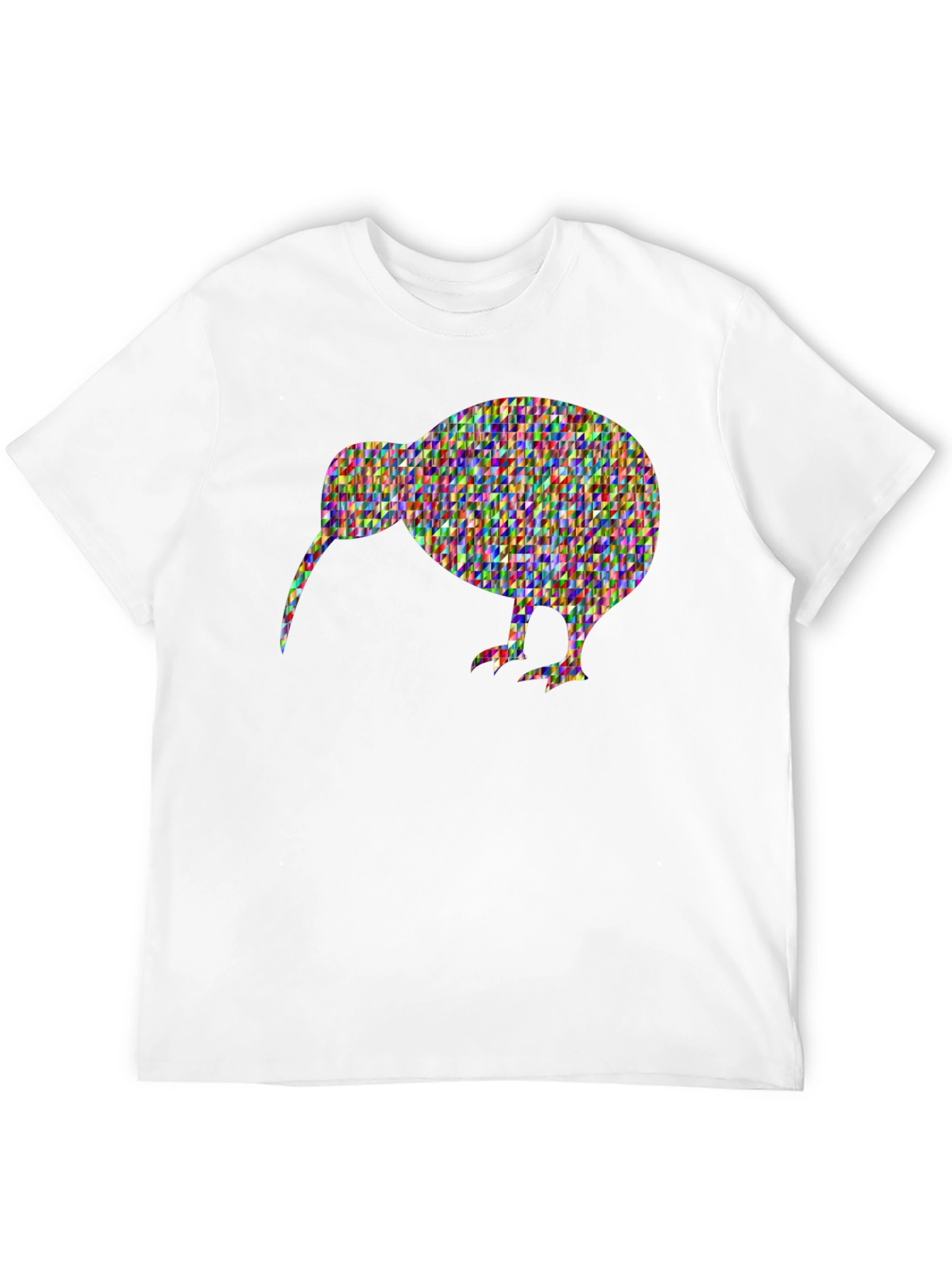 Black Kiwi Bird Mosaic Graphic Tee - Unique Black T-Shirt view 12