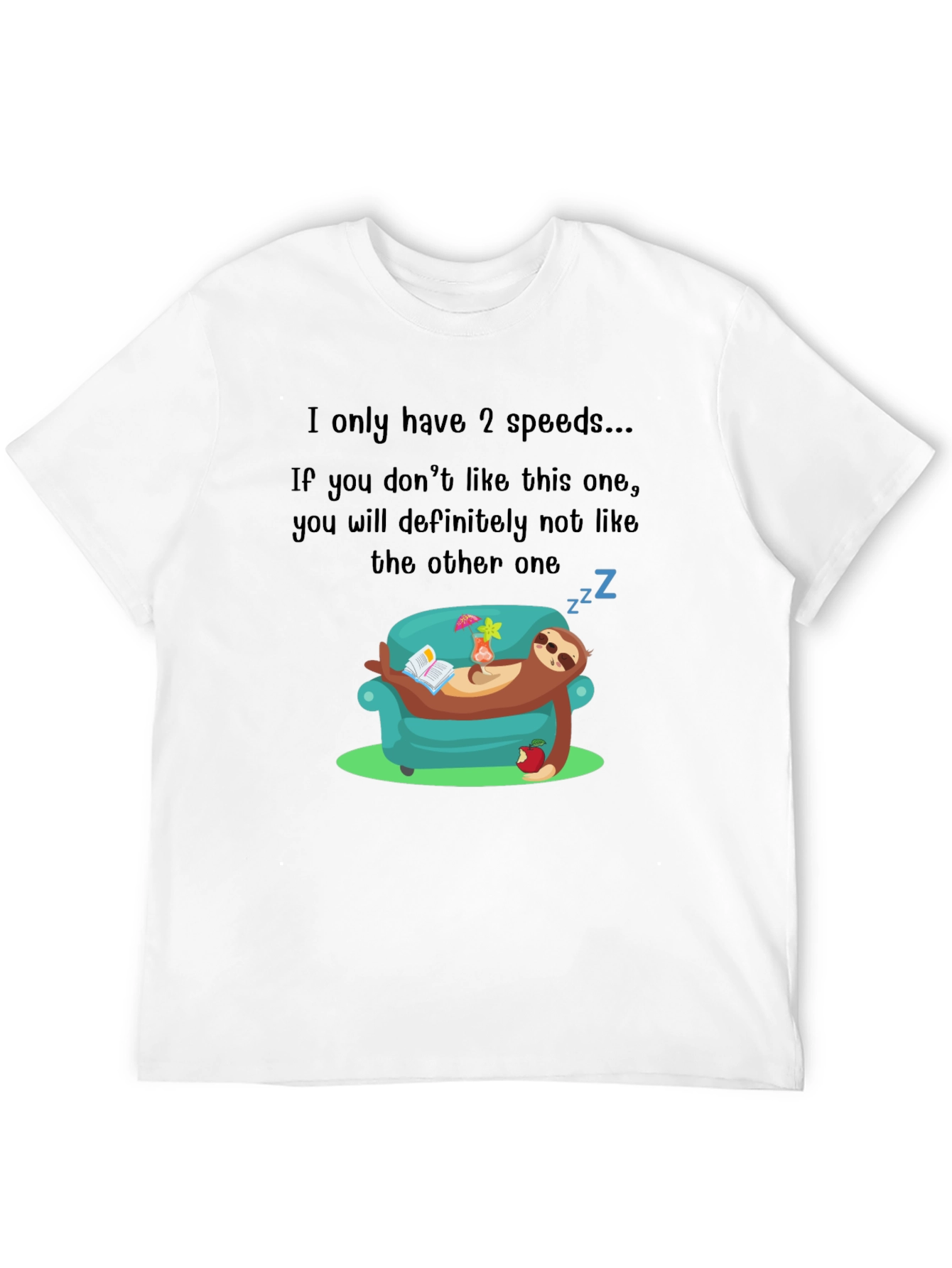 Black Funny Sloth 2 Speeds T-Shirt view 12