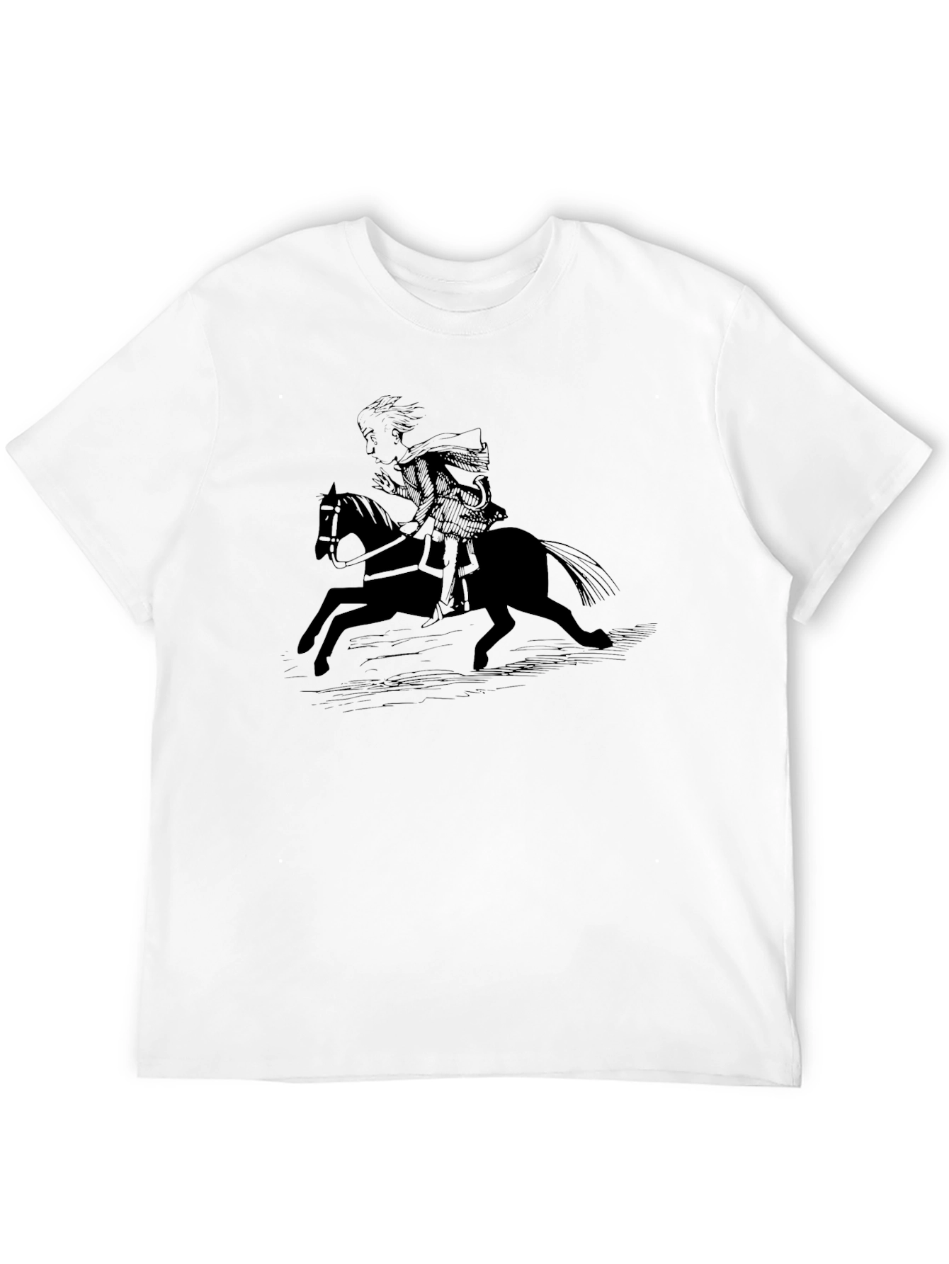 Black Black T-Shirt with Horse Rider Graphic Tee view 12
