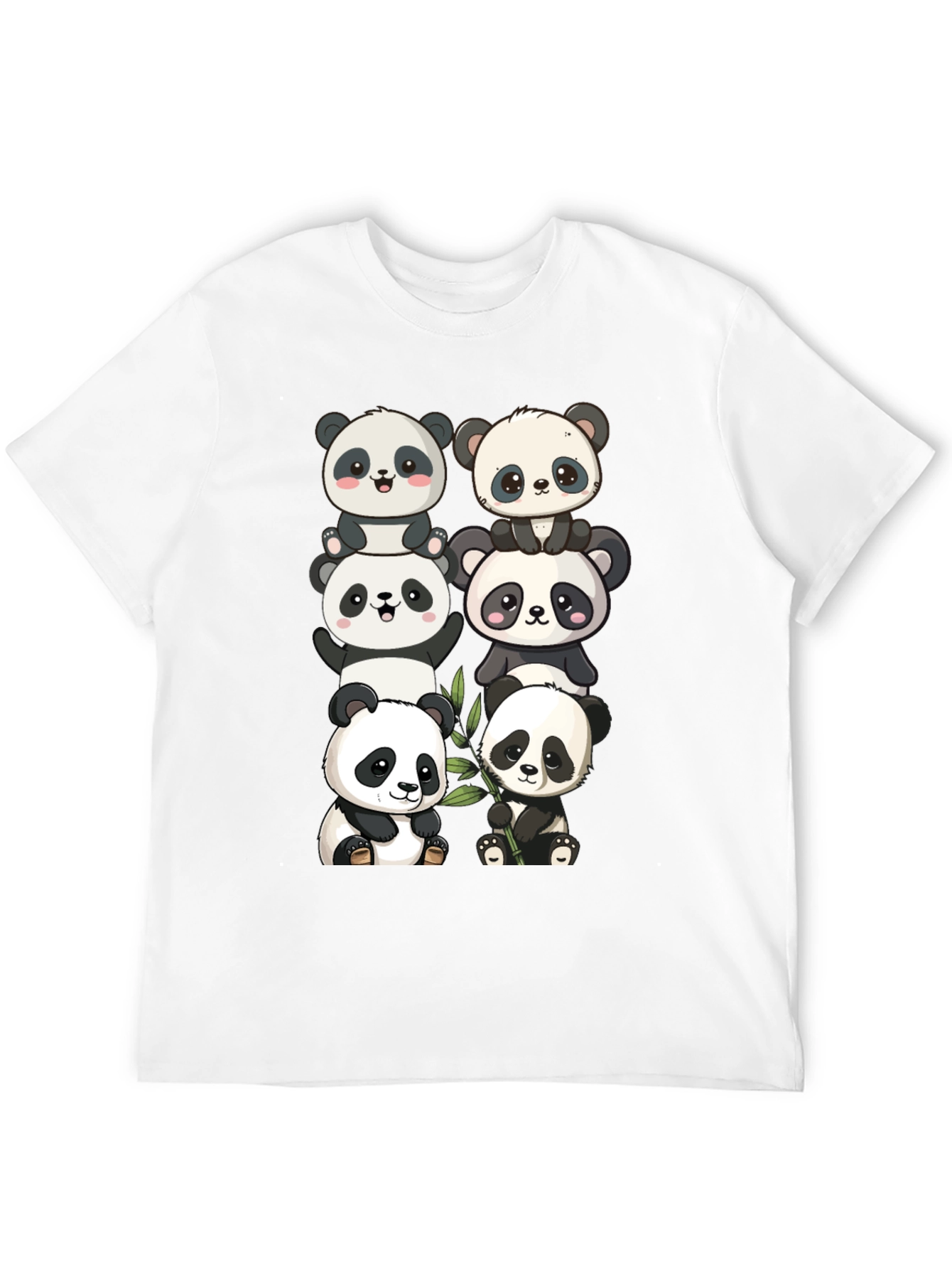 Black Cute Panda Stack Graphic Tee - Black view 12