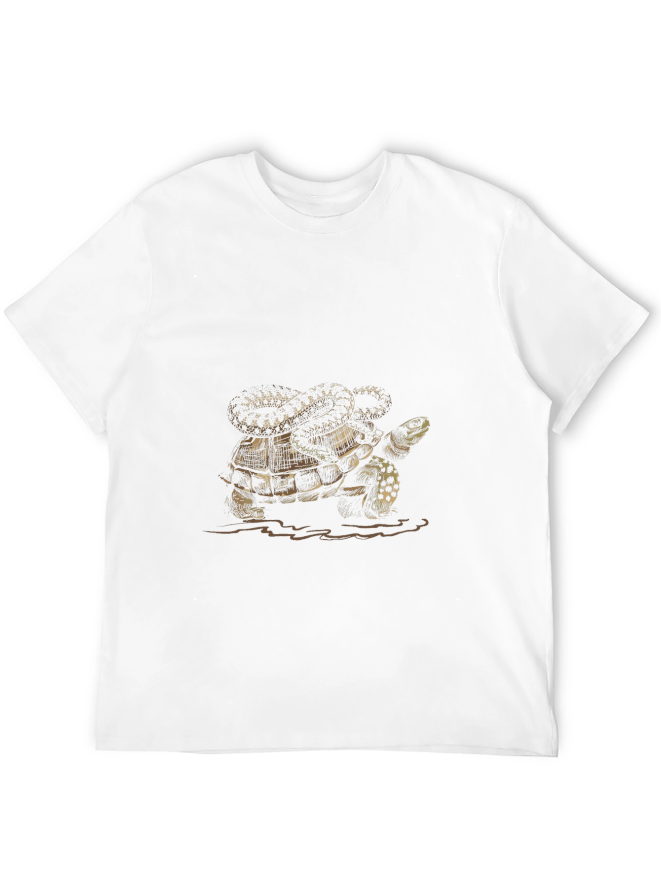 Black Turtle and Snake Graphic Print Men's Black T-Shirt view 12