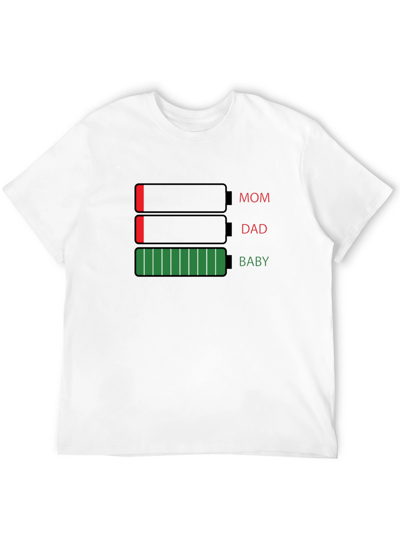 Black Family Battery Level T-Shirt - Dad, Mom, & Baby Power! view 12