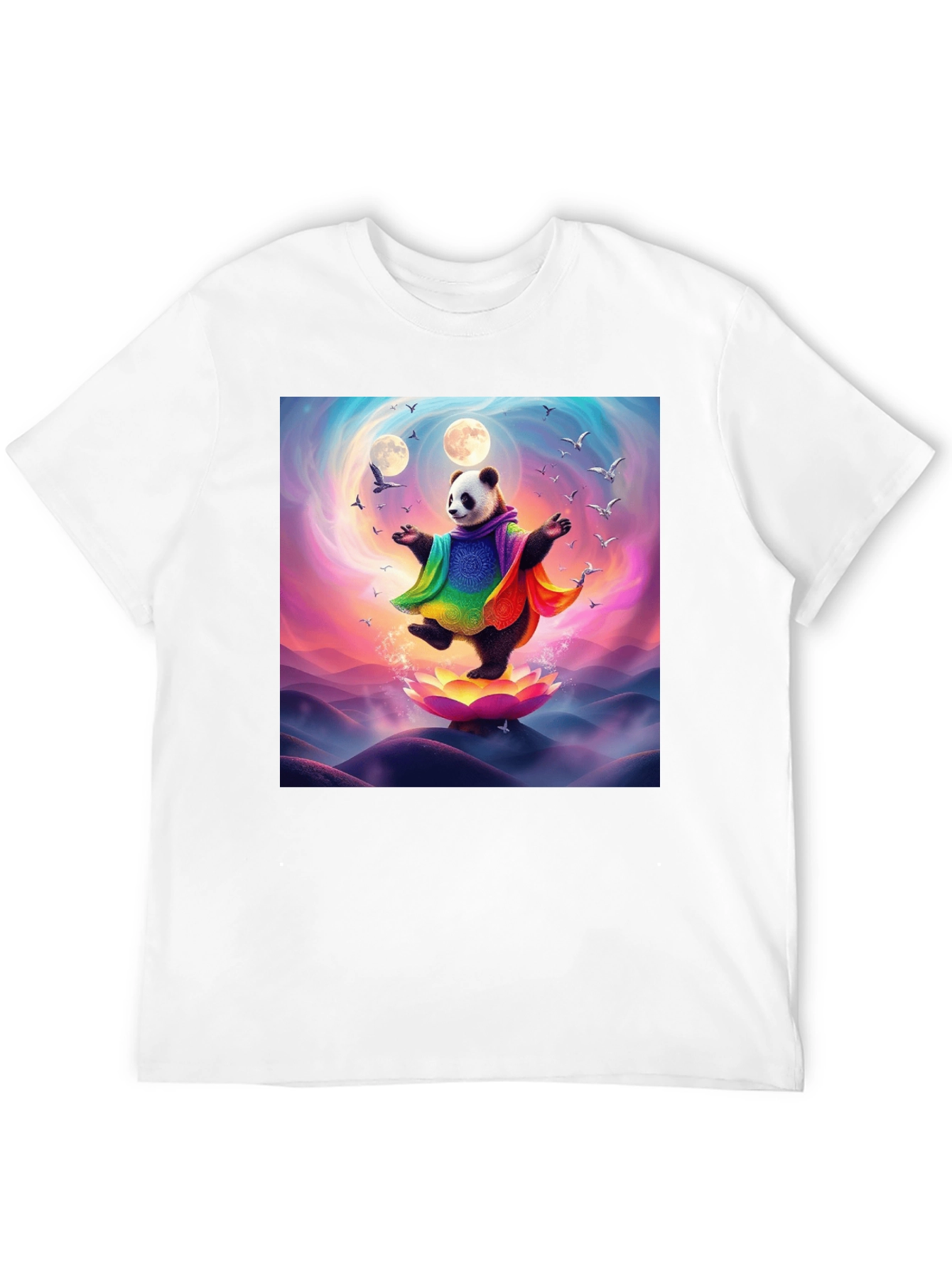 Black Zen Panda T-Shirt - Colorful Meditation Design view 12