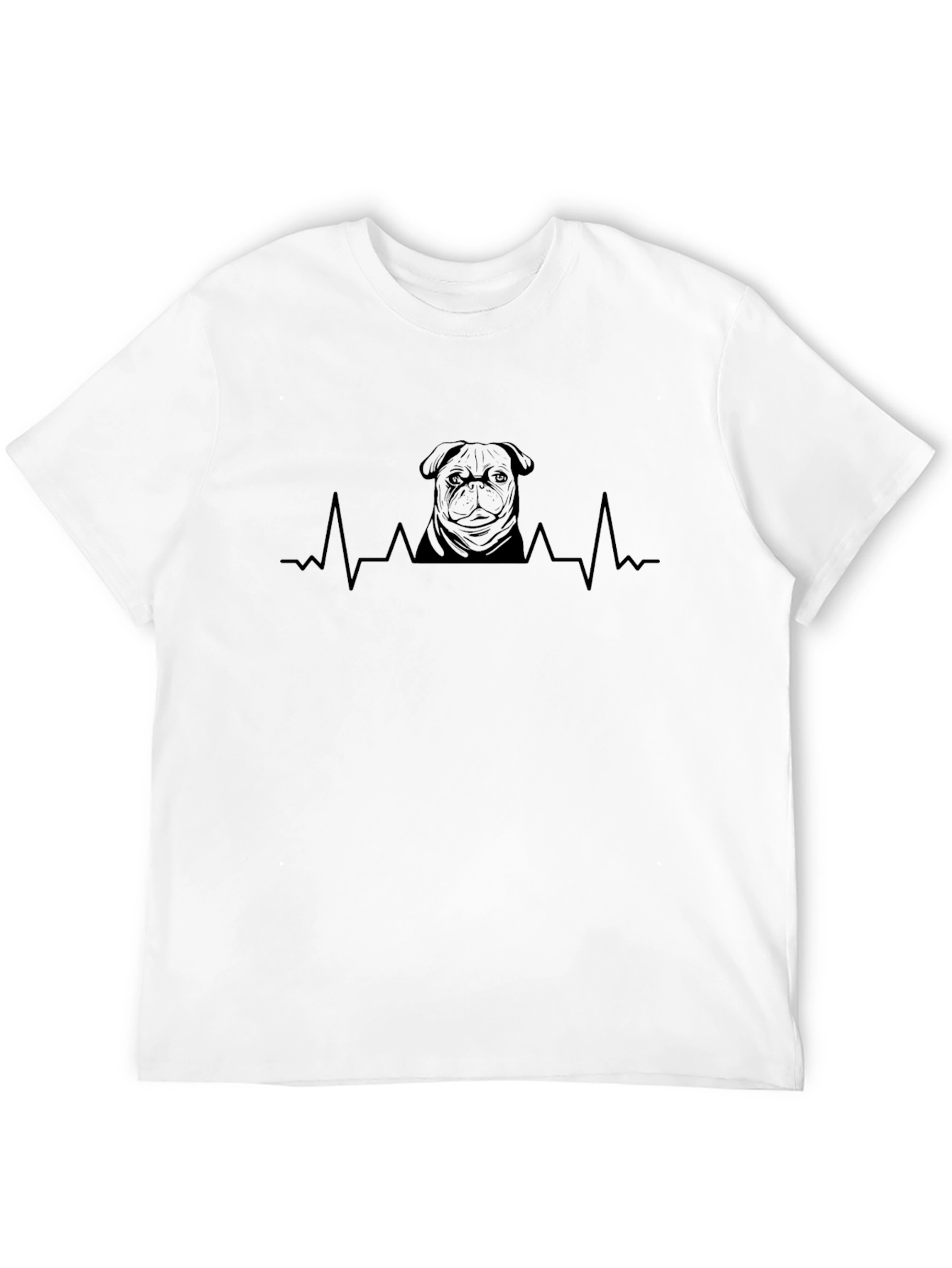 Black Pug Heartbeat T-Shirt - Black view 12