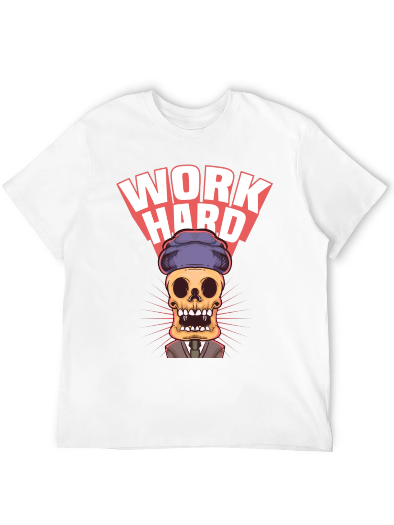 Black Work Hard Skull Graphic Tee - Premium Cotton Blend view 12