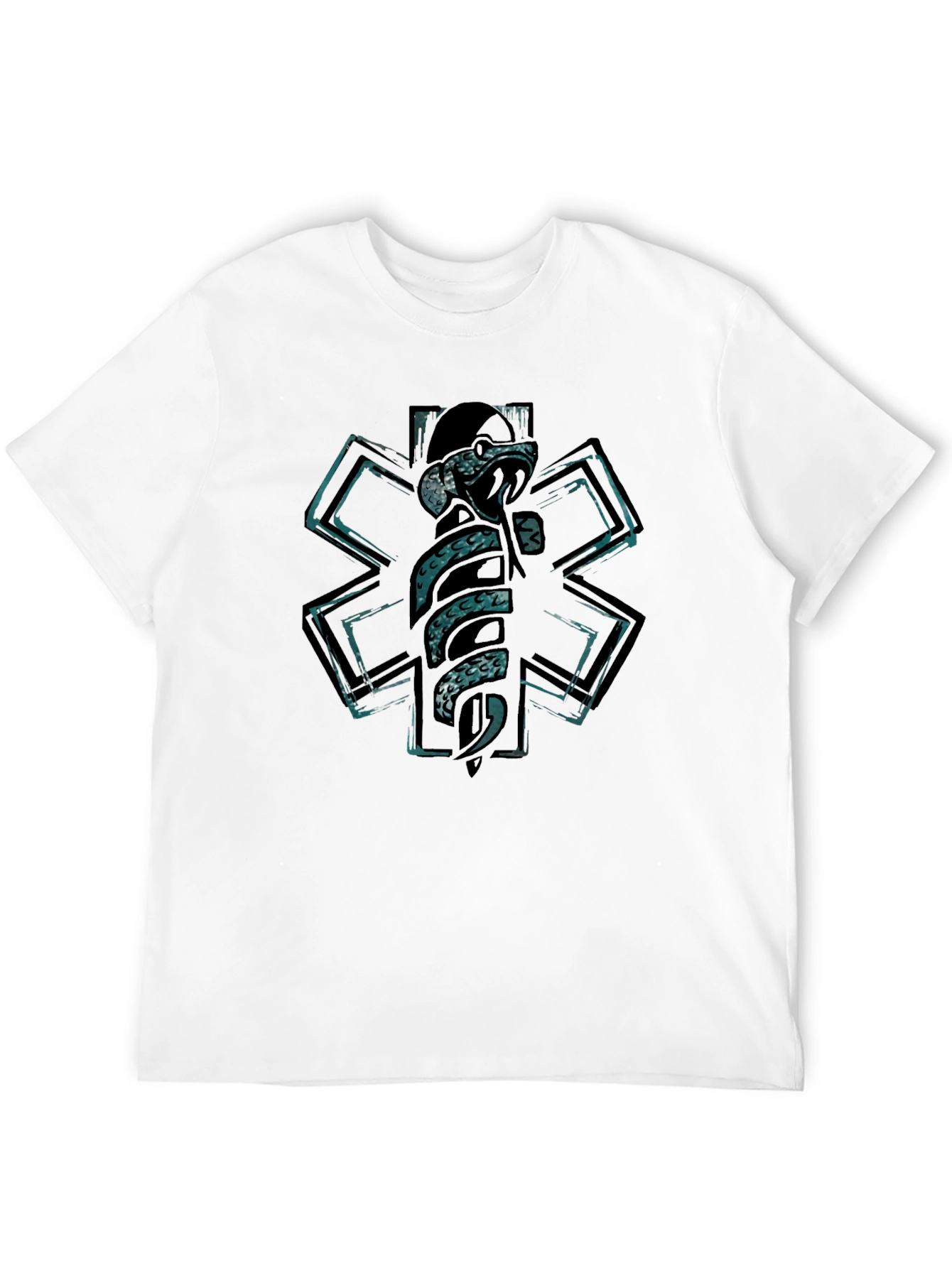Black Star of Life Snake T-Shirt - EMT, Paramedic view 12