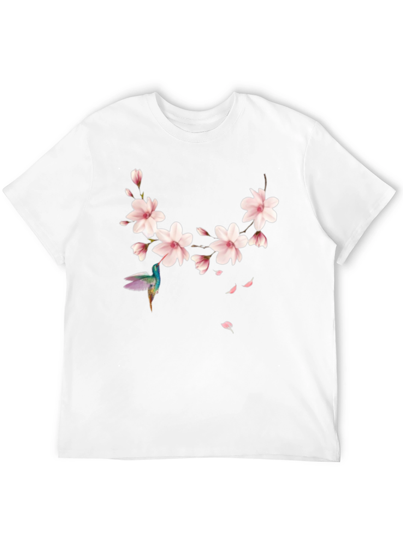 Black Floral Hummingbird Black T-Shirt view 12