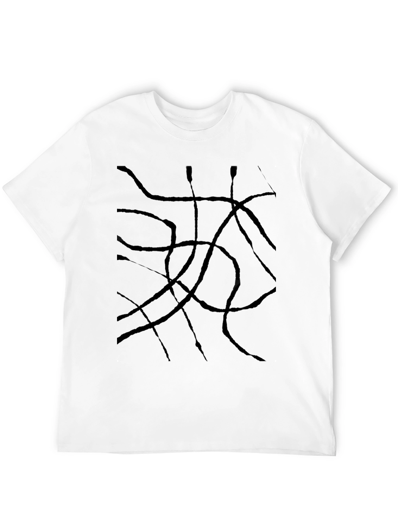 Abstract Line Art Black T-Shirt - 12
