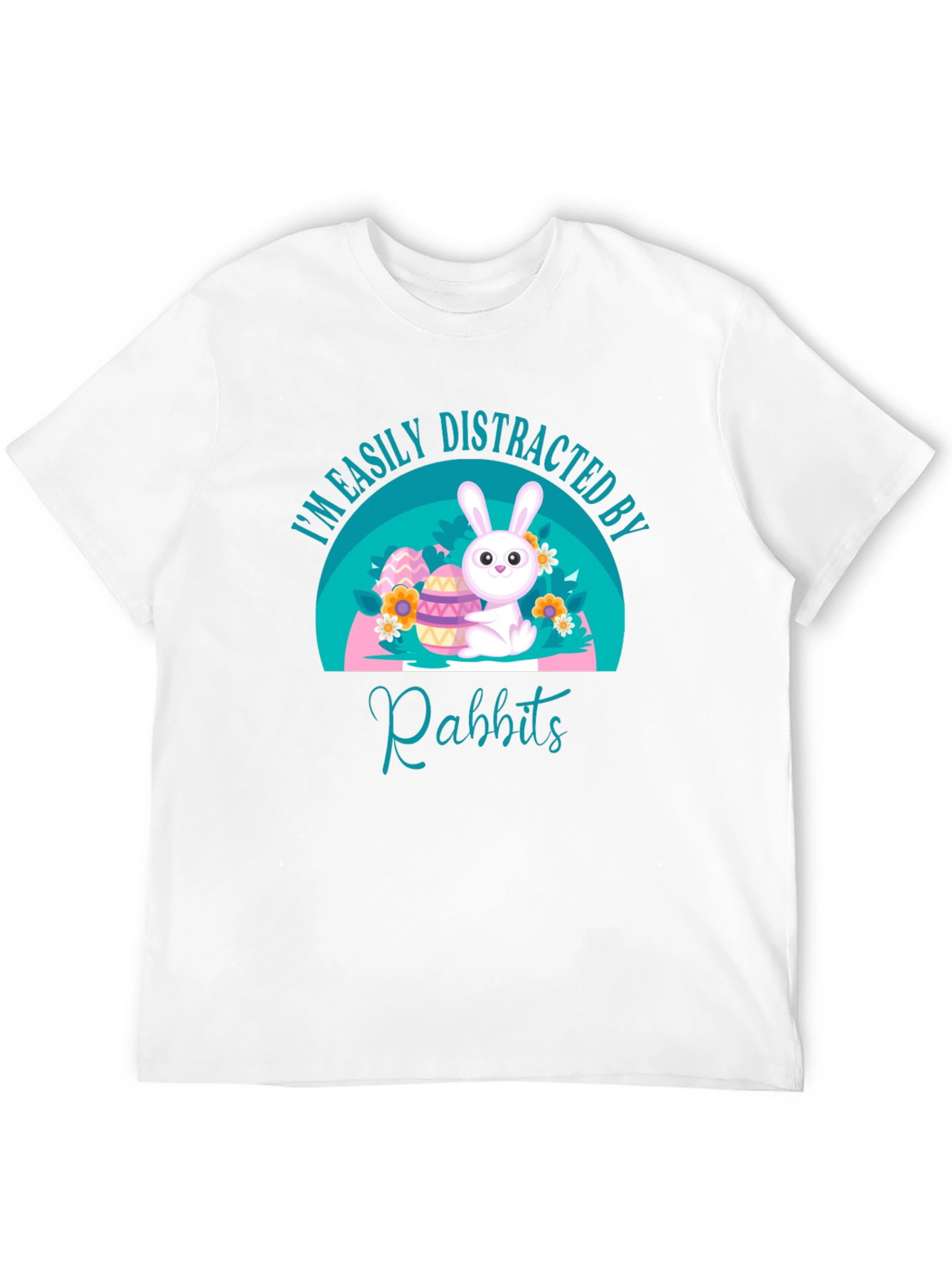 Black Easily Distracted By Rabbits T-Shirt view 12