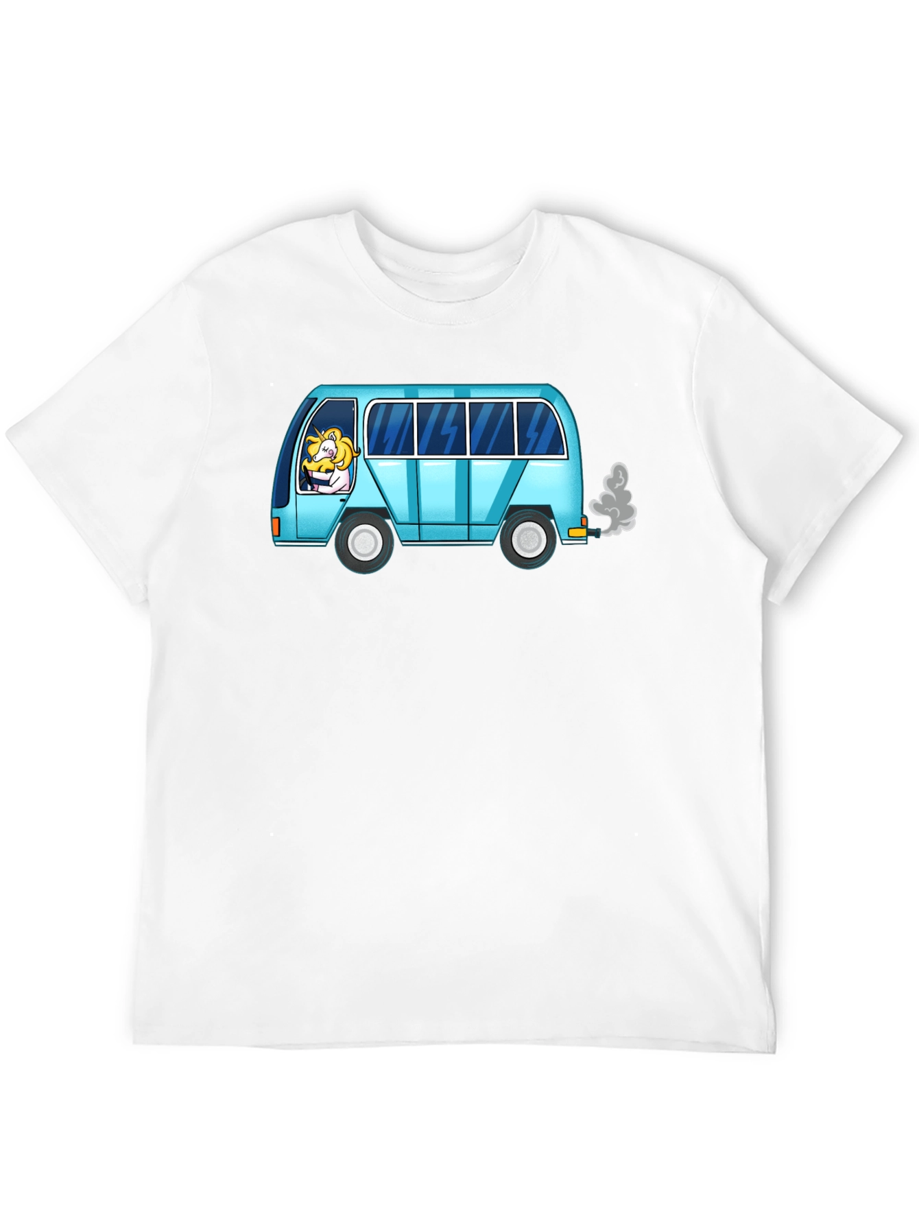 Black Unicorn Driver Tee - Quirky Cartoon Van T-Shirt view 12