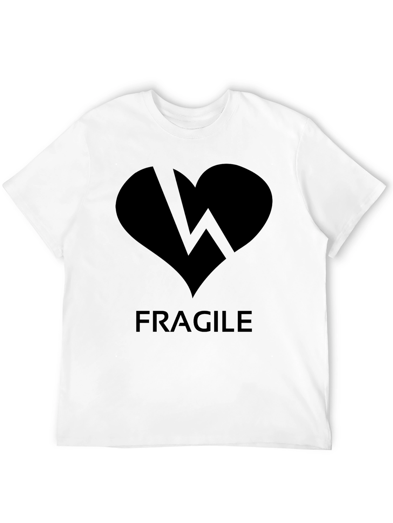 Black Fragile Heart Graphic Tee - Black Crew Neck Shirt view 12