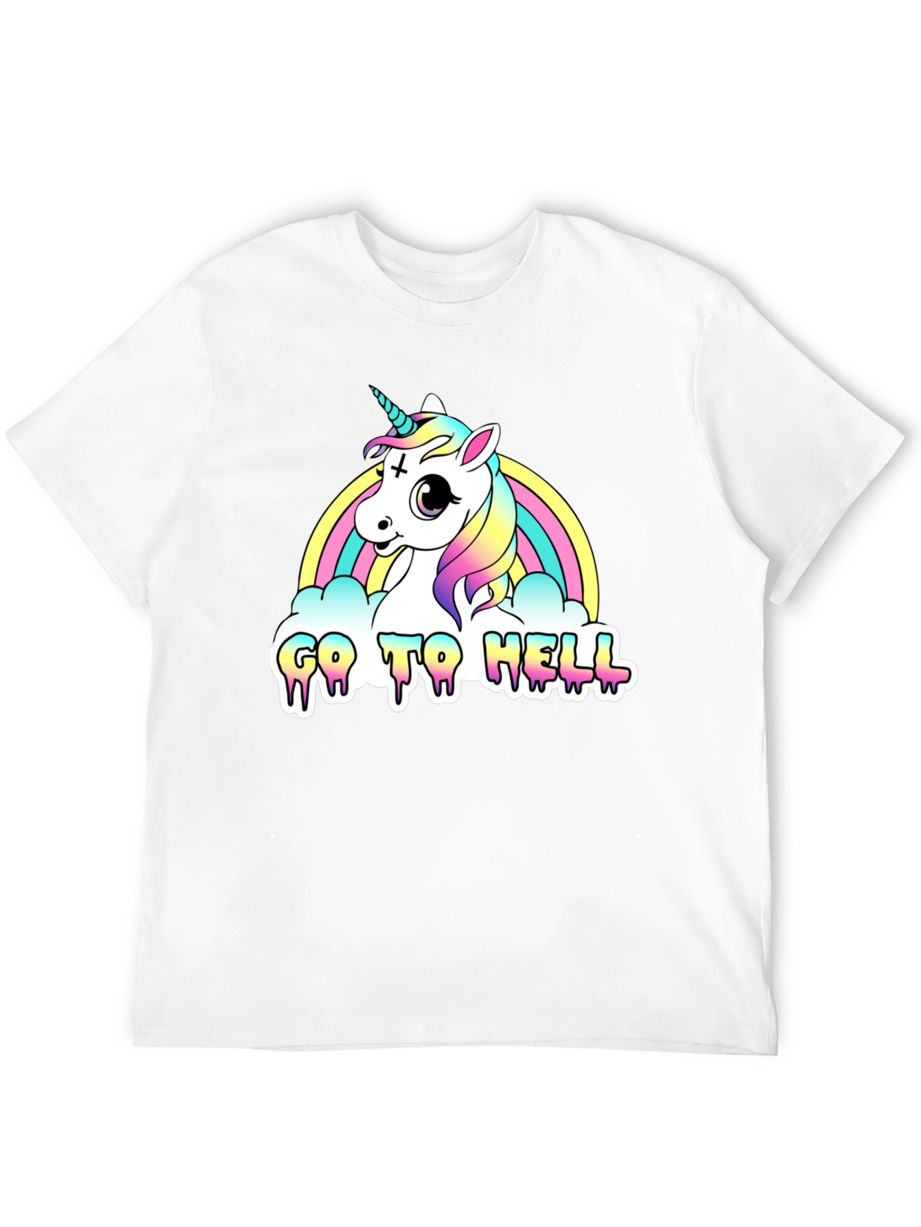 Black Unicorn Rainbow "Go To Hell" Black Graphic Tee view 12