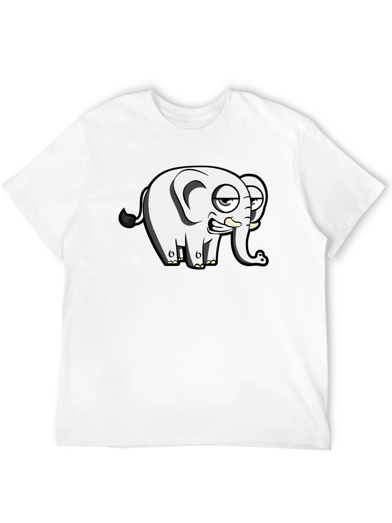 Black Funny Elephant Cartoon Black T-Shirt view 12