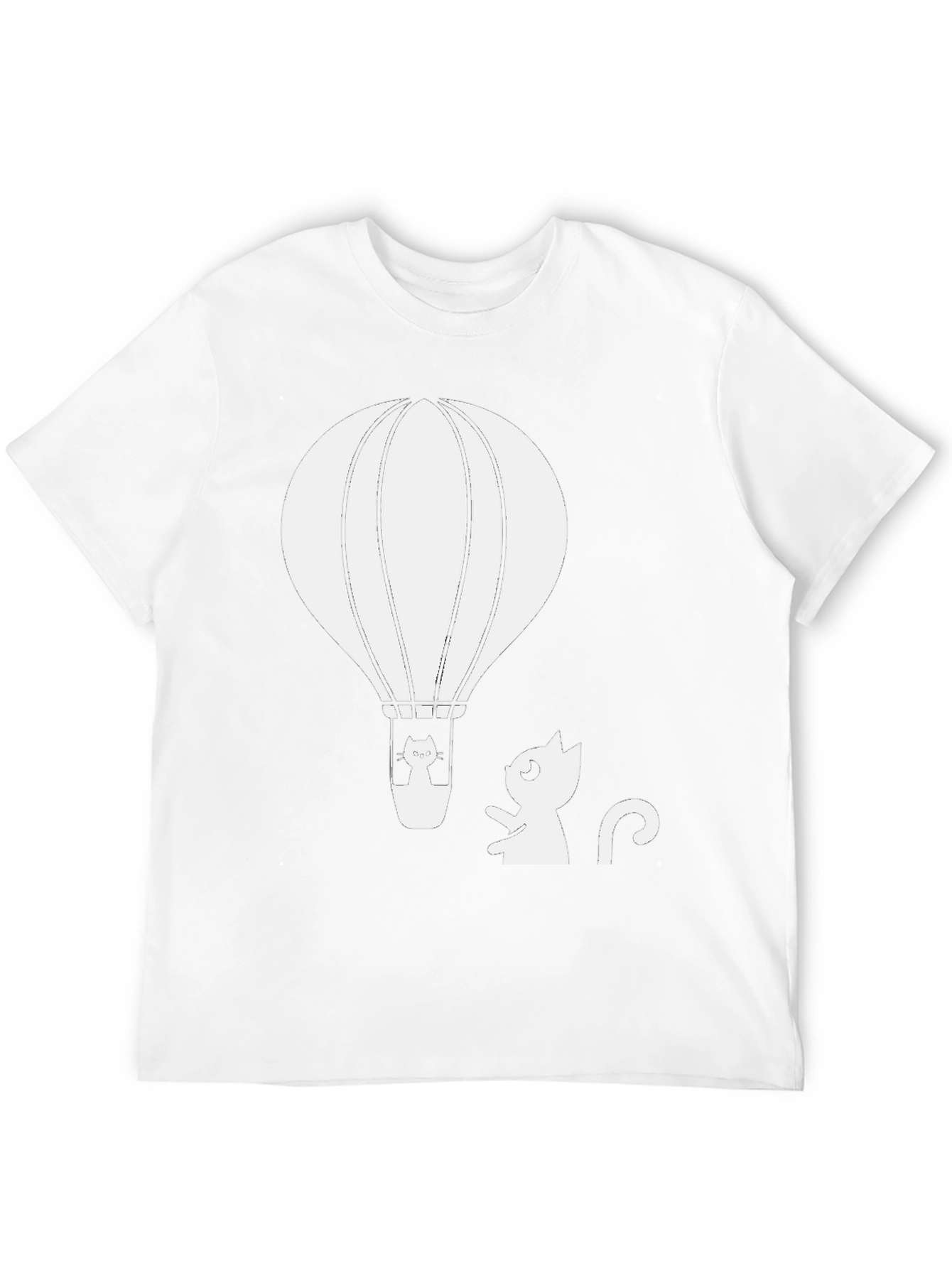 Black Cat Hot Air Balloon Graphic Tee - Black Cotton T-Shirt view 12