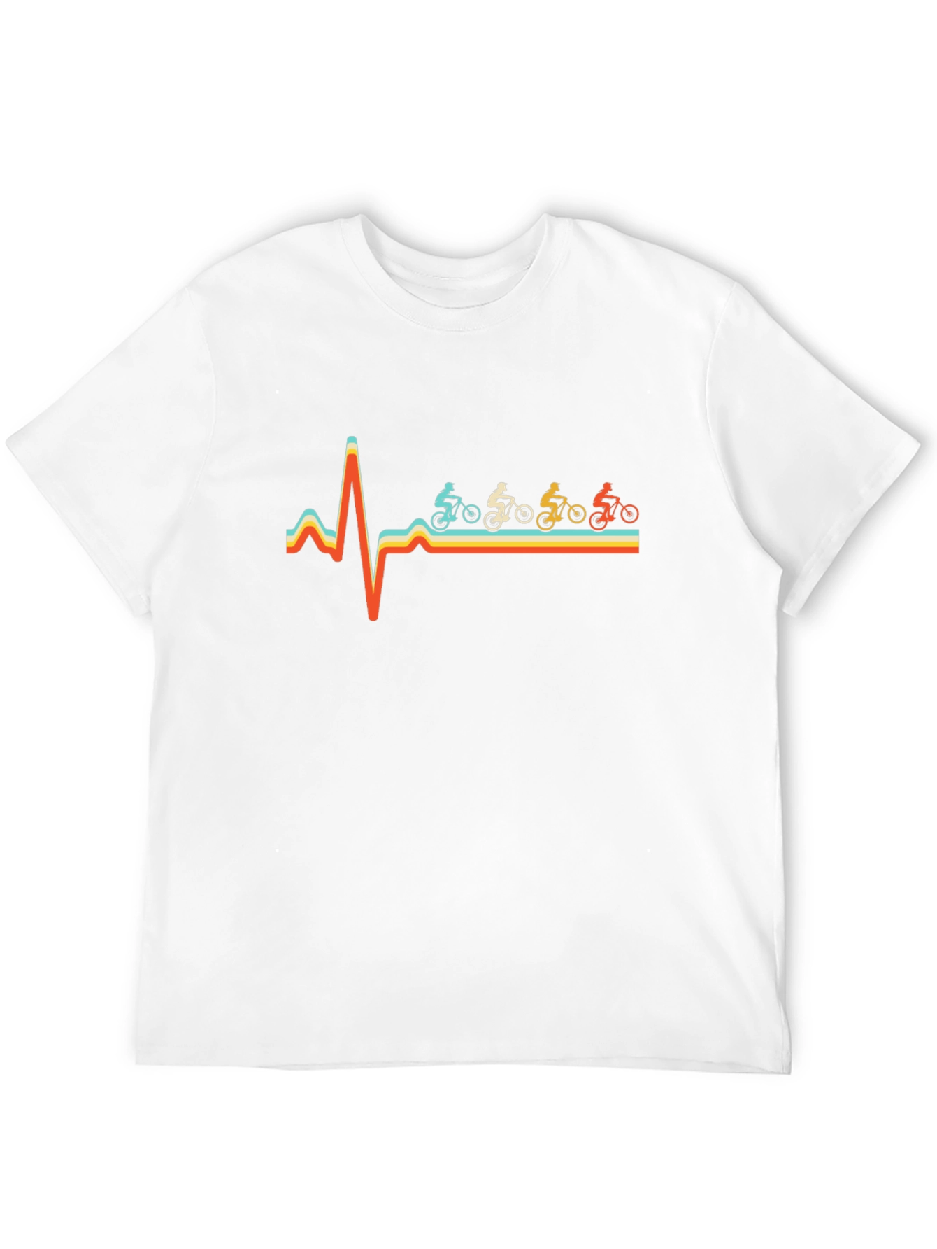 Black Cycling Heartbeat T-Shirt - Retro Design view 12