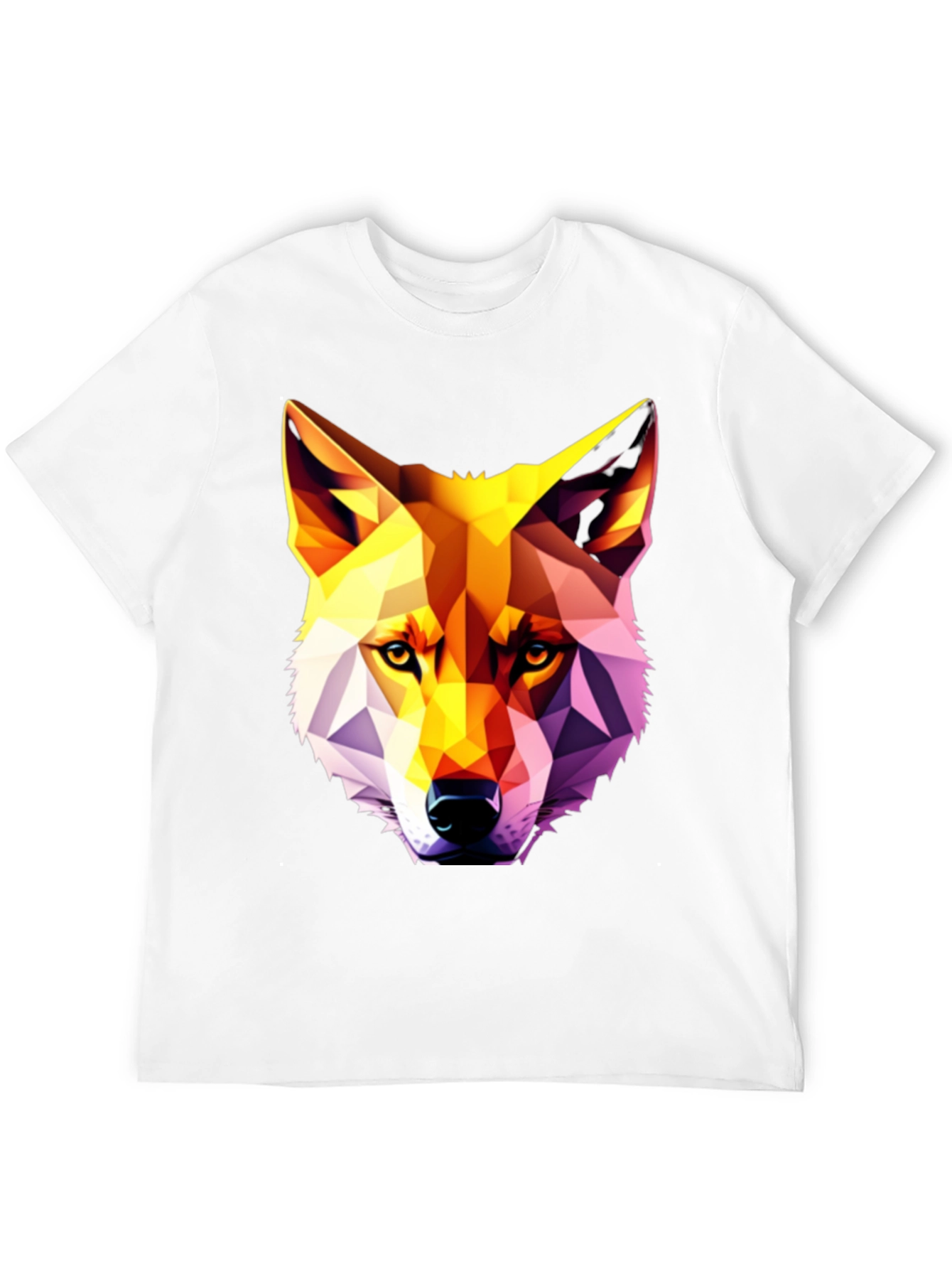 Black Geometric Wolf Graphic Tee - Modern Art Shirt view 12