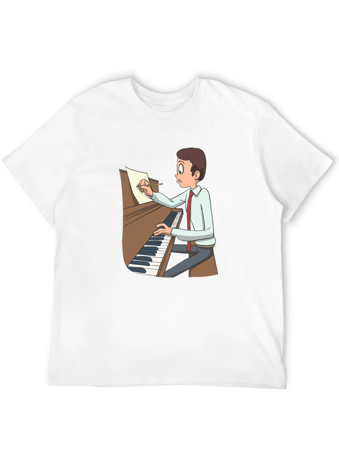 Black Cartoon Pianist T-Shirt - Music Lover Tee view 12
