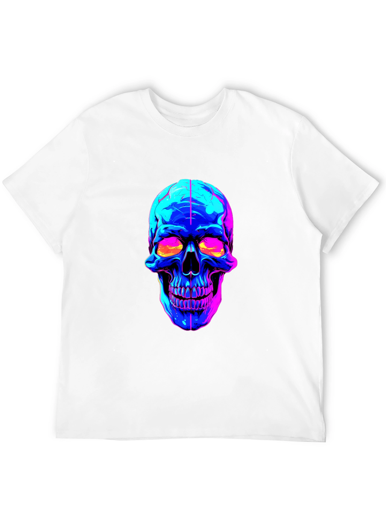 Black Neon Skull Graphic Black T-Shirt view 12