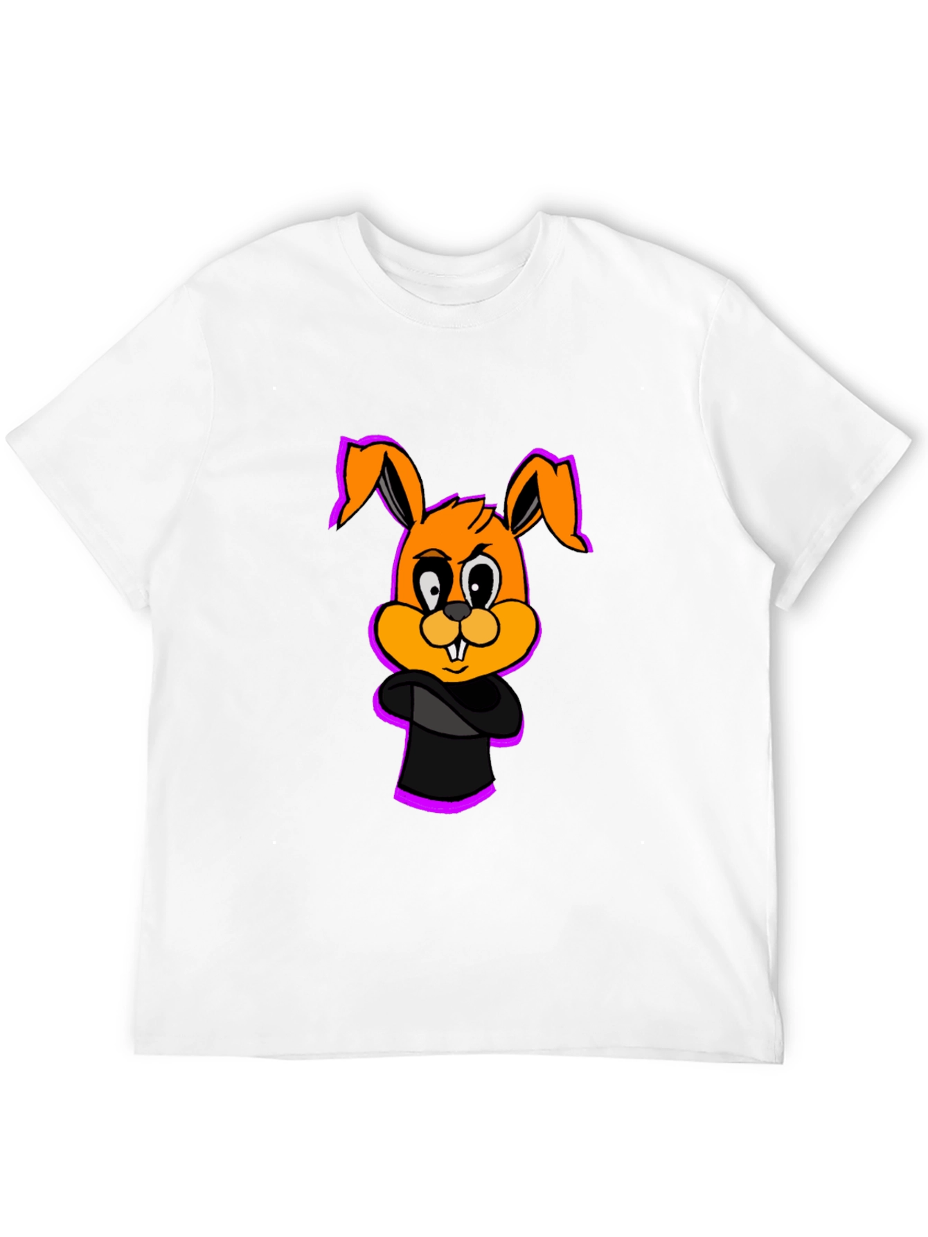 Black Cartoon Bunny Graphic Black T-Shirt view 12