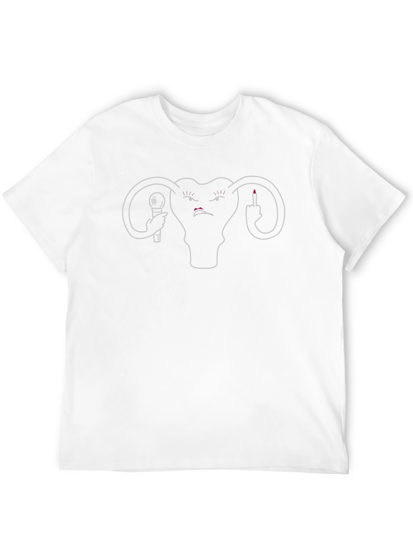 Feminist T-Shirt: Angry Uterus with Microphone & Middle Finger - 12