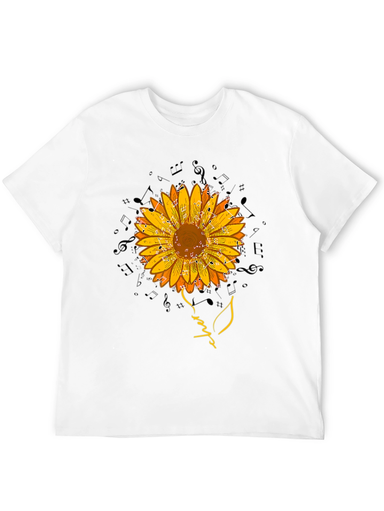 Black Sunflower Music Note Graphic Tee view 12
