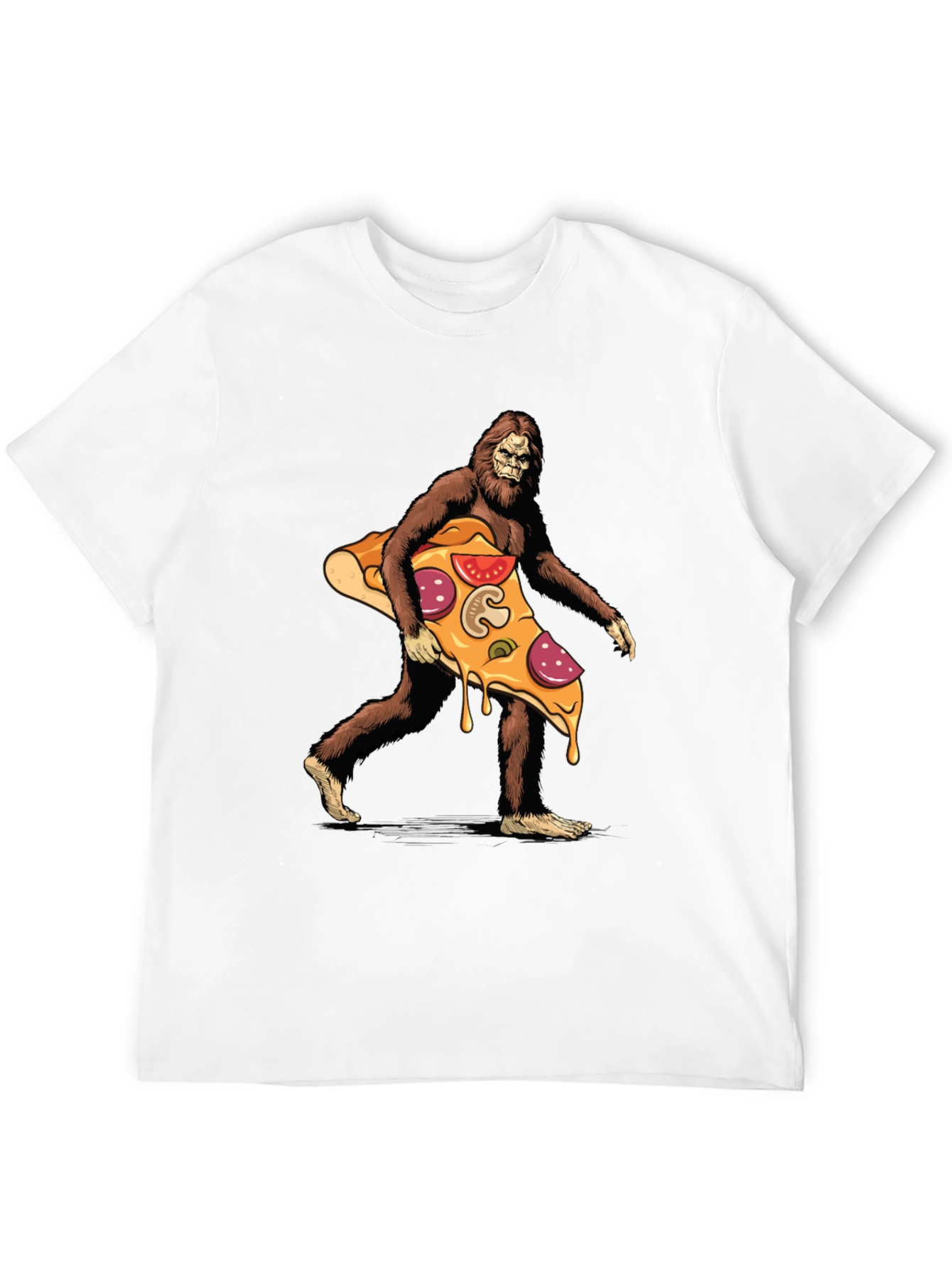 Black Bigfoot Pizza T-Shirt - Funny Graphic Tee view 12