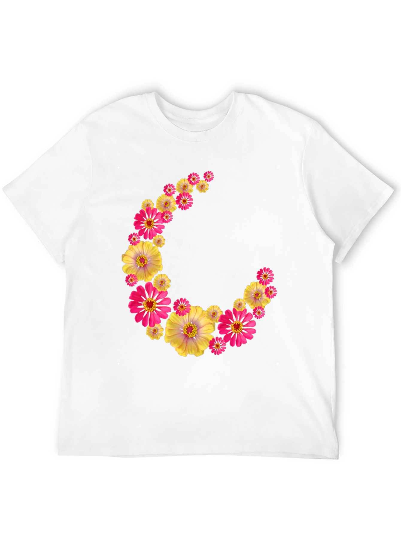 Black Floral Crescent Moon Black T-Shirt view 12