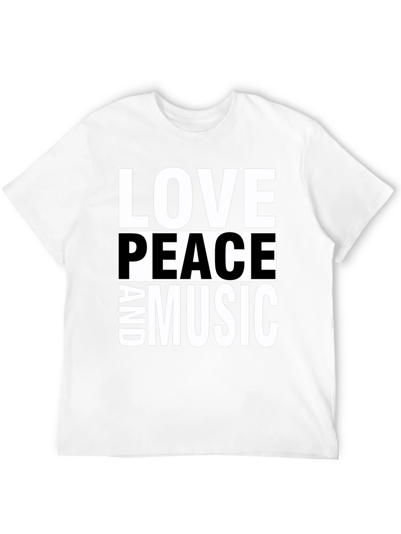 Black Love Peace and Music Black Graphic T-Shirt view 12
