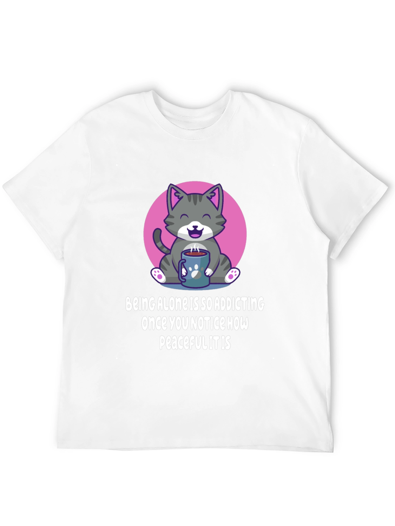 Black Cute Cat Coffee T-Shirt: Peaceful Alone Time view 12