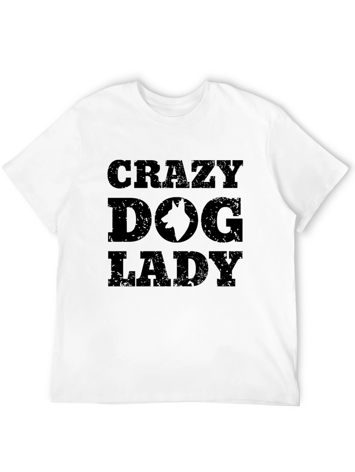 Black Crazy Dog Lady T-Shirt - Black Cotton Tee view 12
