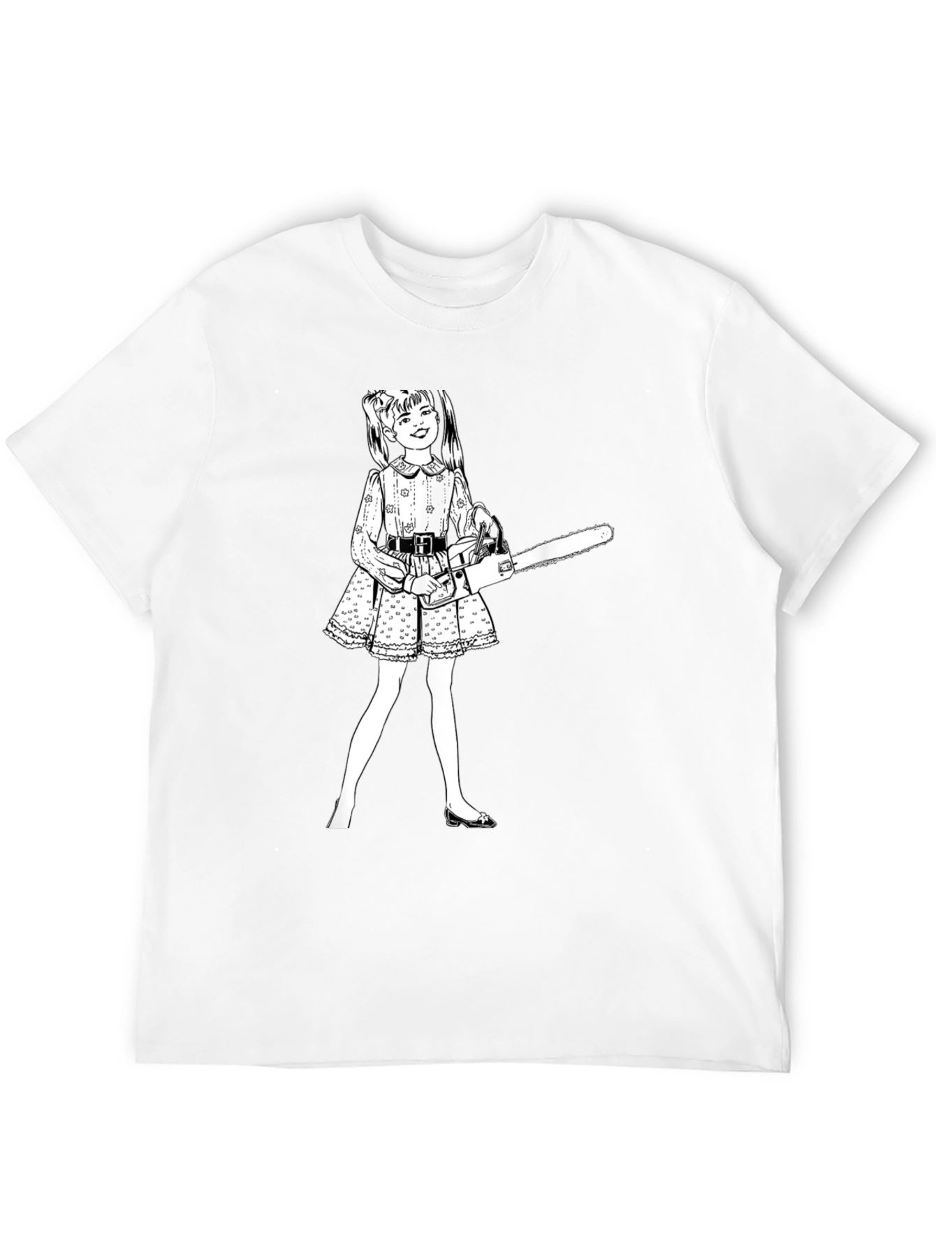 Black Chainsaw Girl Graphic Tee - Edgy Humor view 12