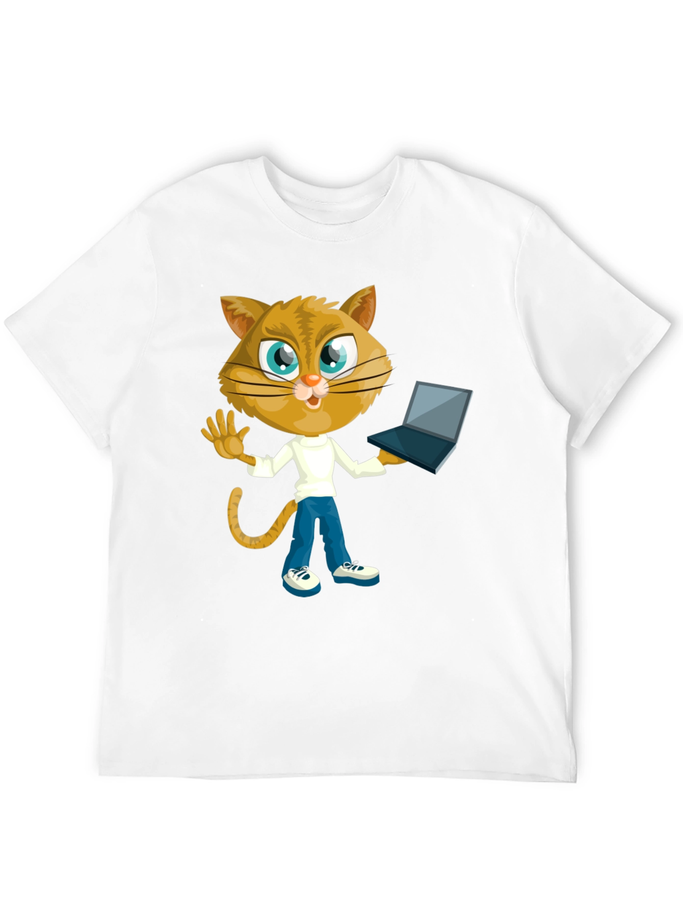 Black Cat Laptop T-Shirt: Funny Graphic Tee for Cat Lovers view 12