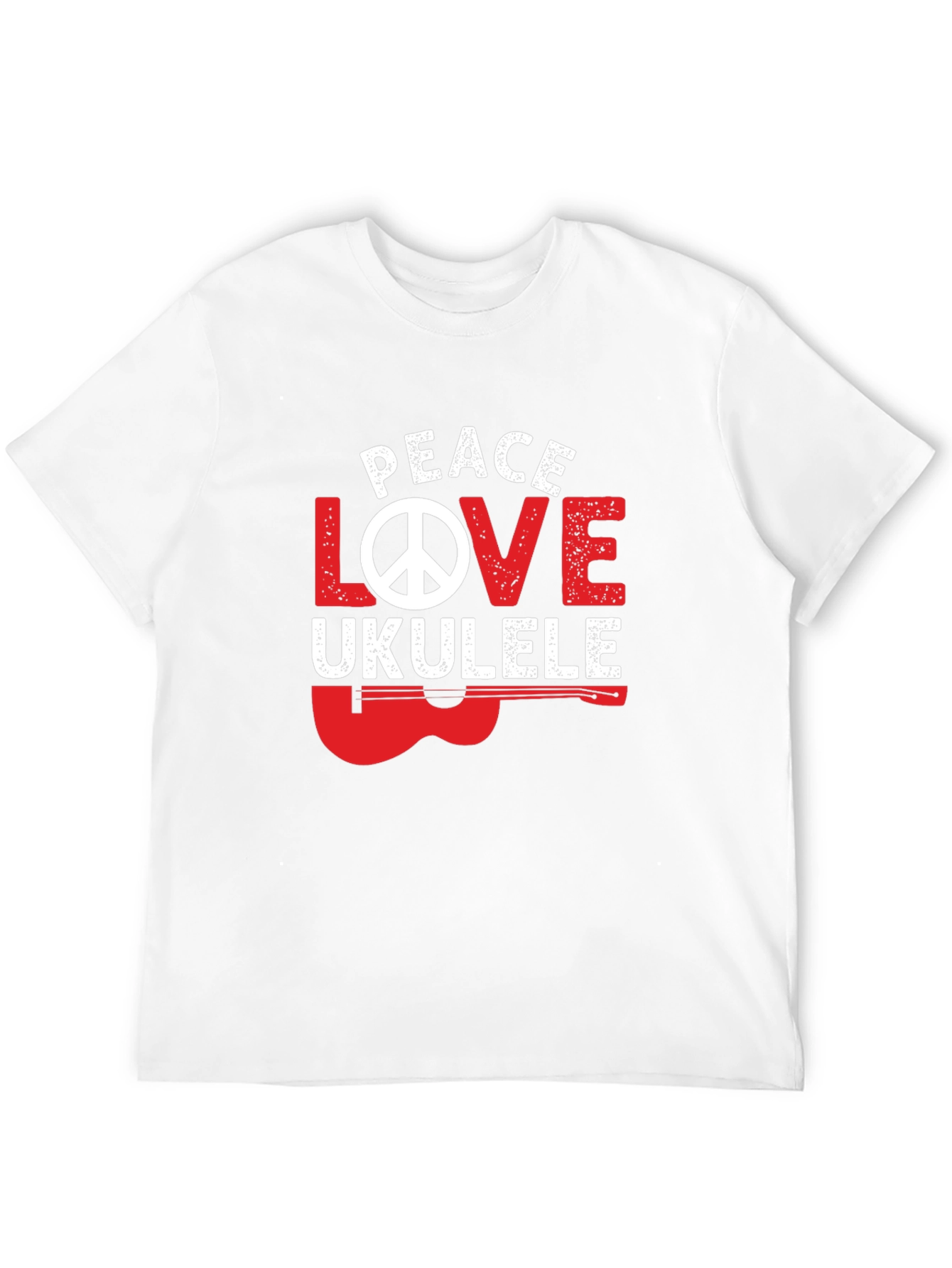 Black Peace Love Ukulele Graphic T-Shirt view 12
