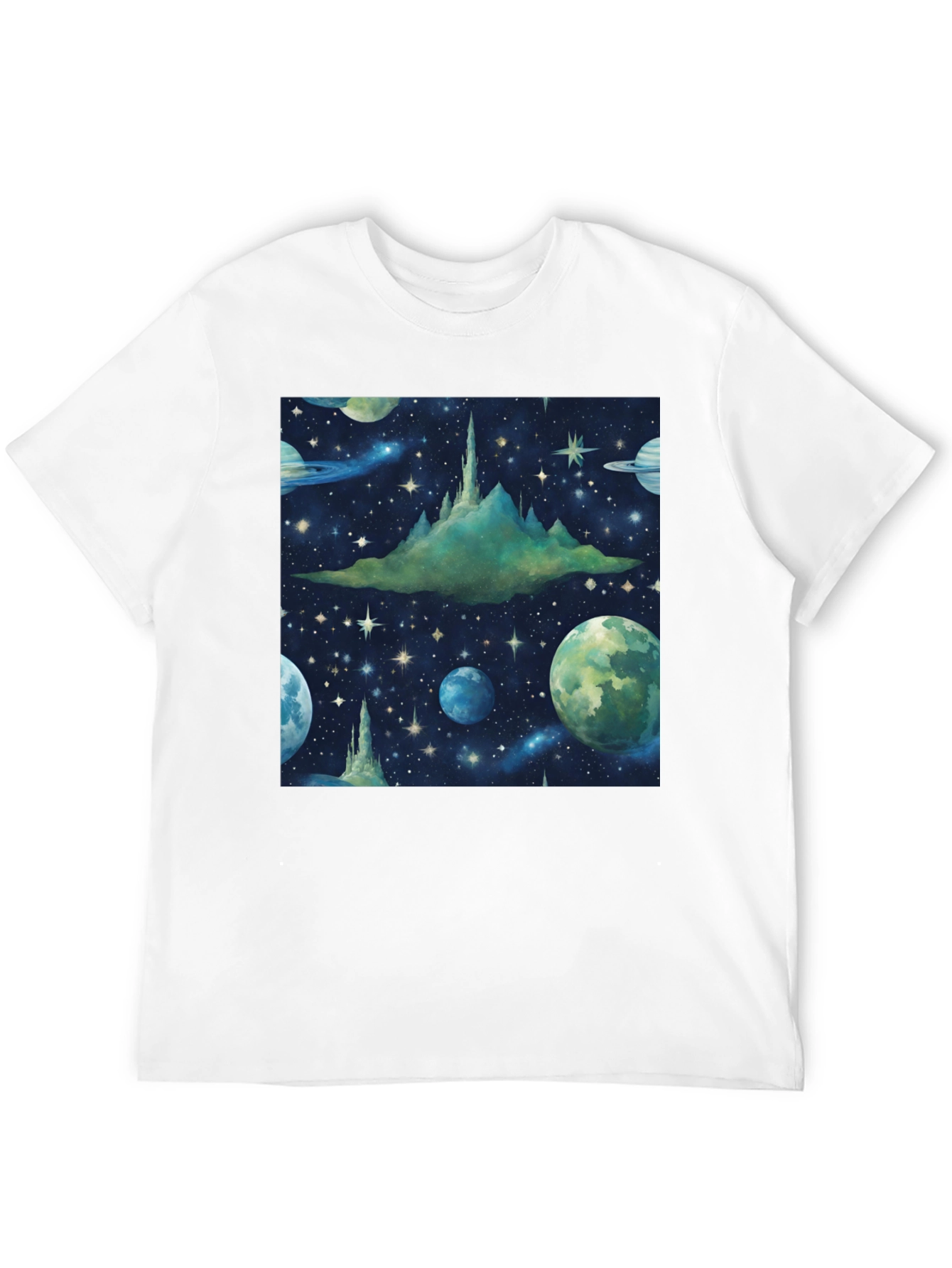 Black Space Castle T-Shirt - Galaxy Print view 12