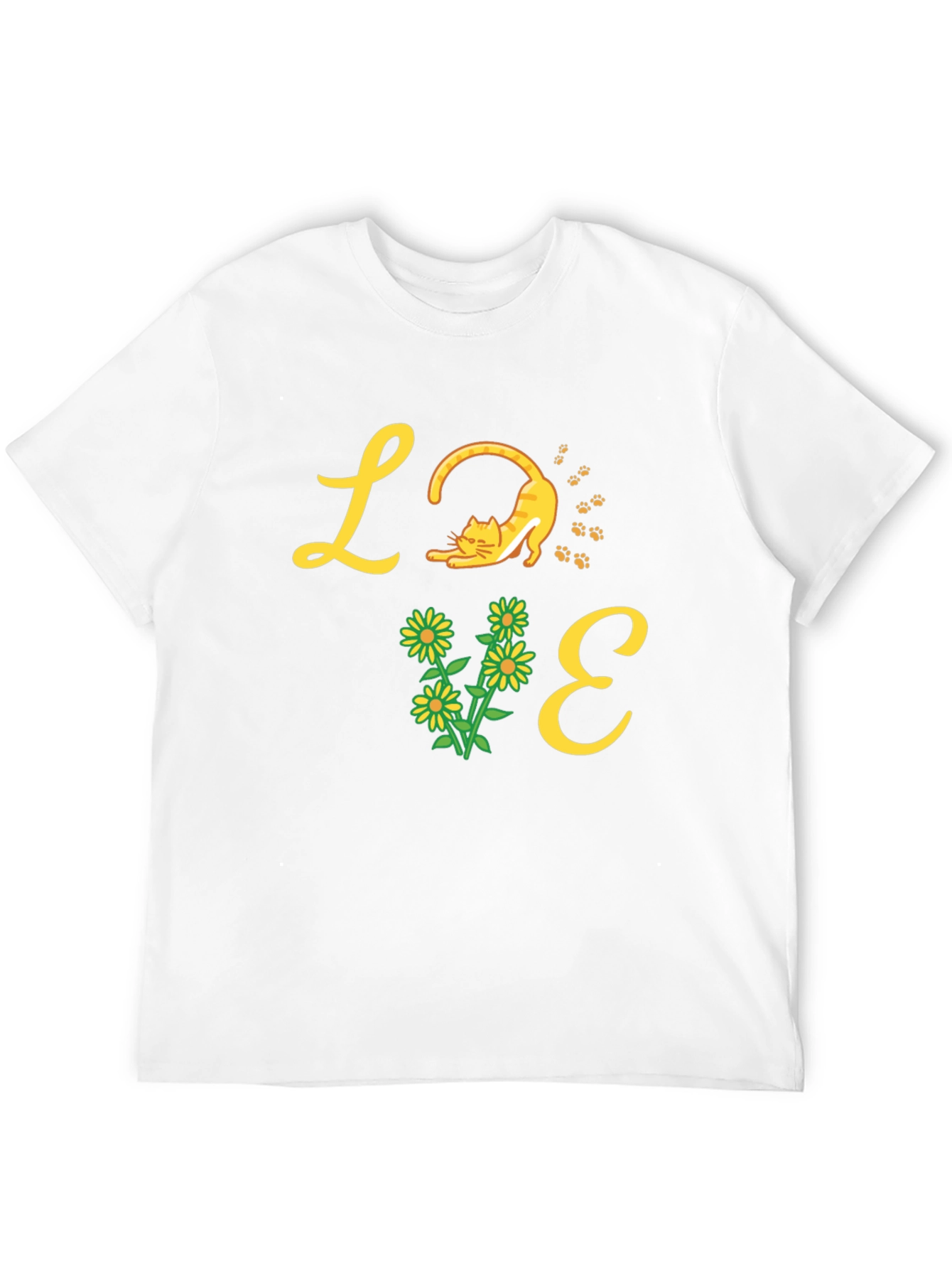 Black Love Cat & Flower Graphic T-Shirt - Black view 12