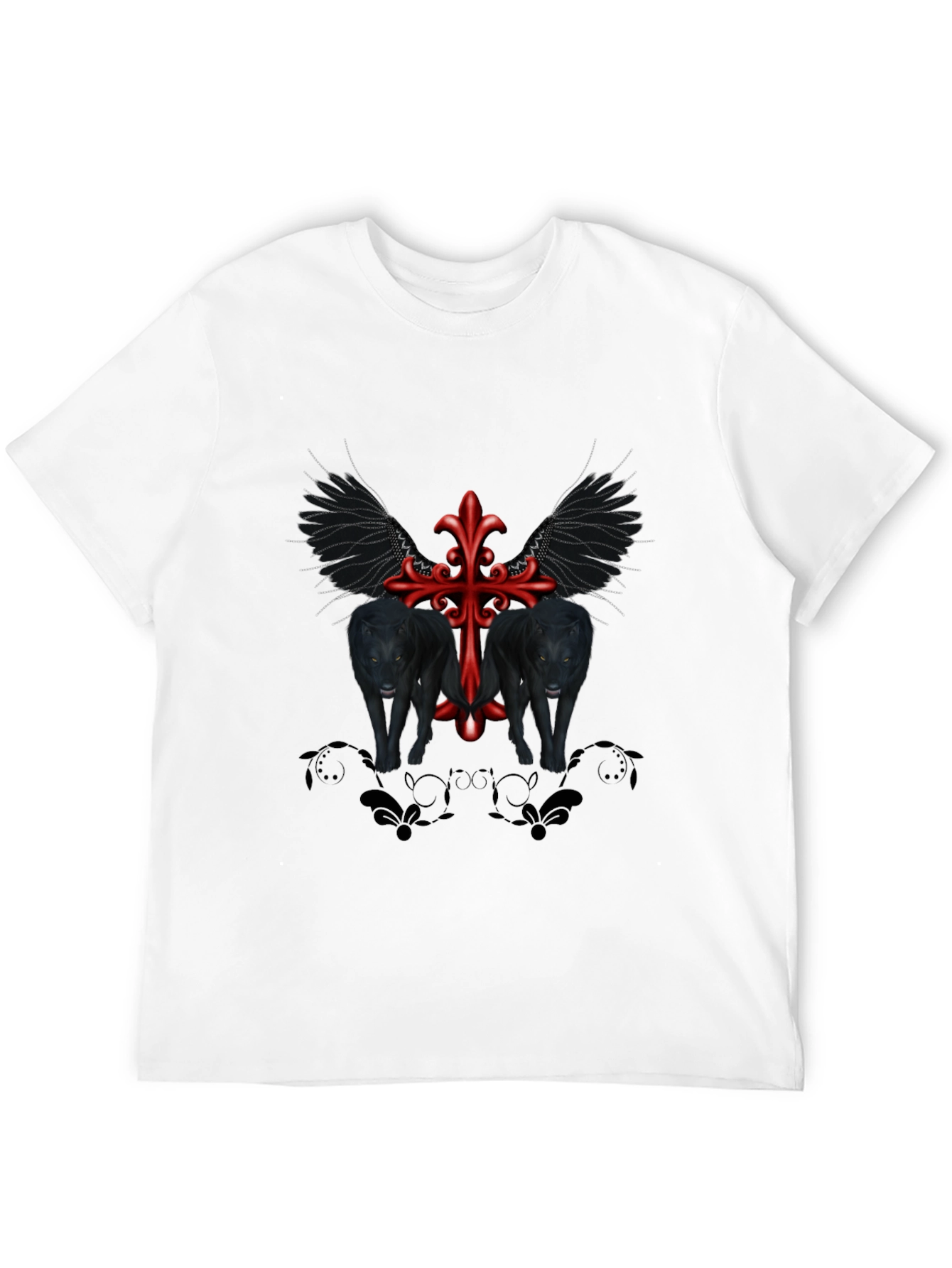 Black Gothic Wolves Cross Tee view 12