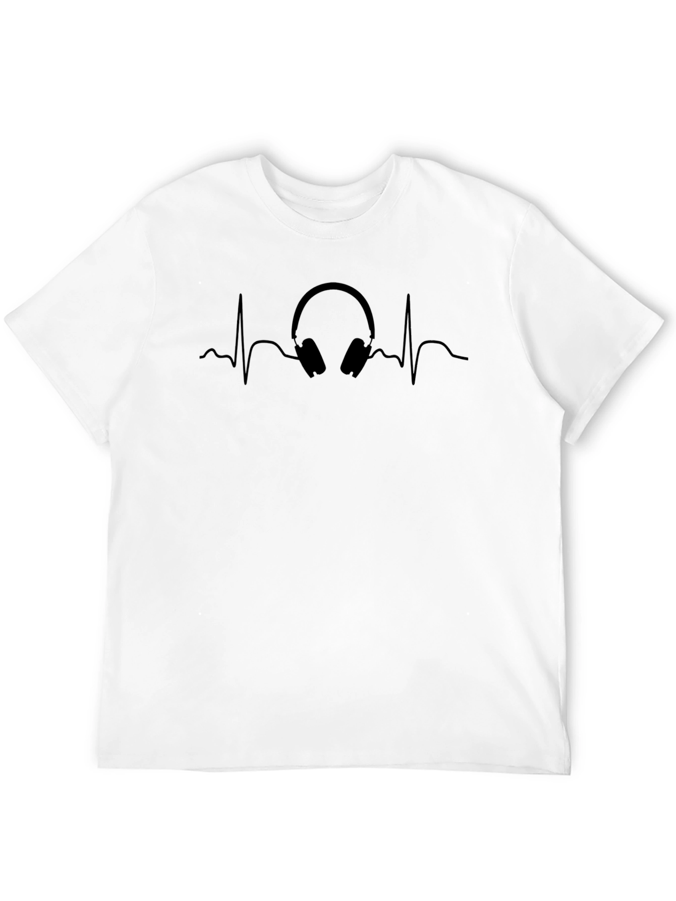 Black Music Lover ECG Headphones Black T-Shirt view 12