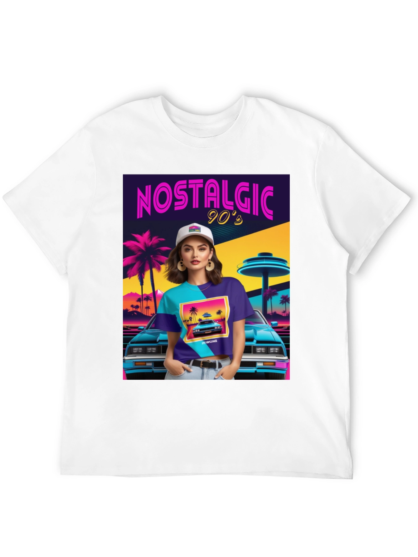 Black Nostalgic 90s Graphic T-Shirt - Retro Design view 12