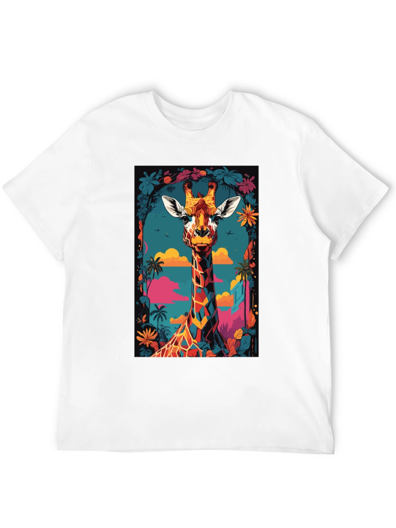 Black Cool Giraffe Graphic Print Black T-Shirt view 12