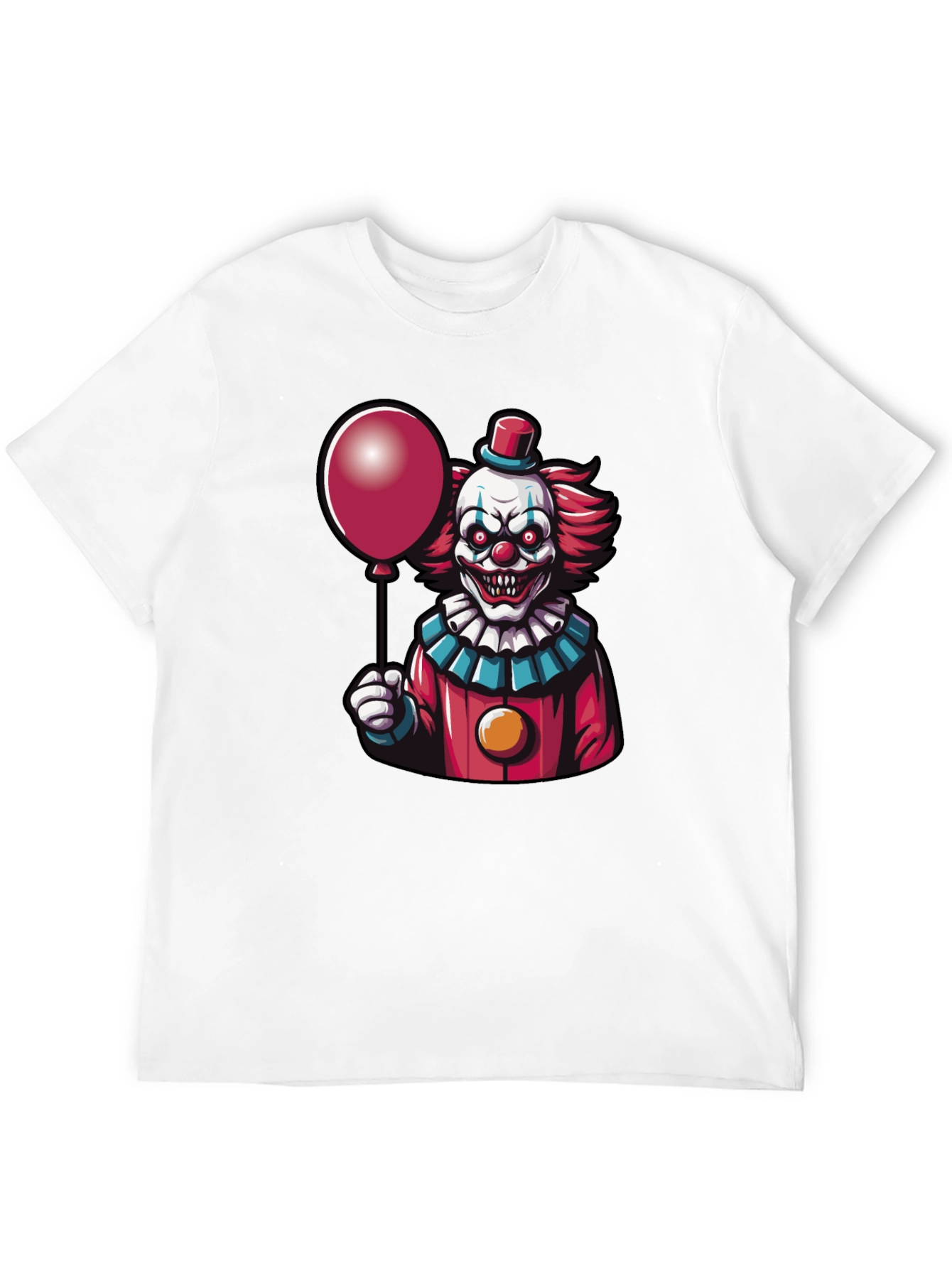 Black Creepy Clown Graphic Tee - Horror Balloon T-Shirt view 12