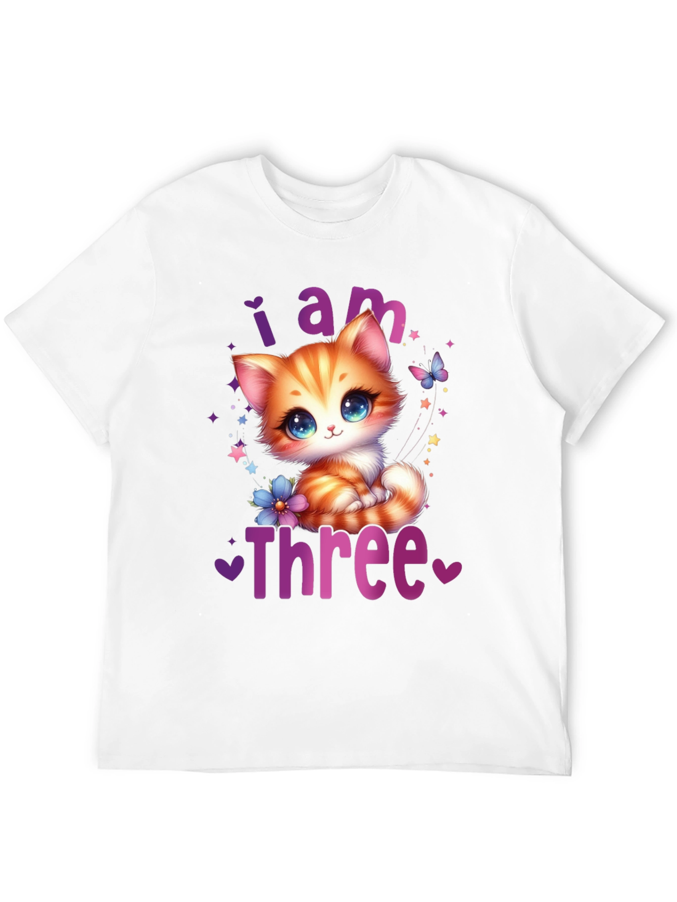 Black Cute "I am Three" Birthday Kitten T-Shirt view 12