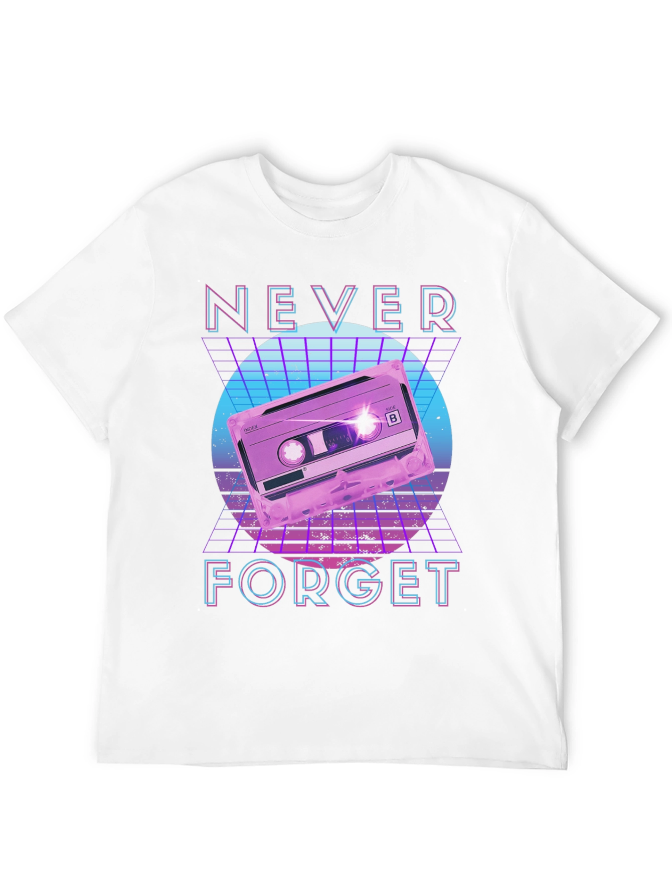 Black Retro 80s Cassette Tape Never Forget Graphic Tee view 12