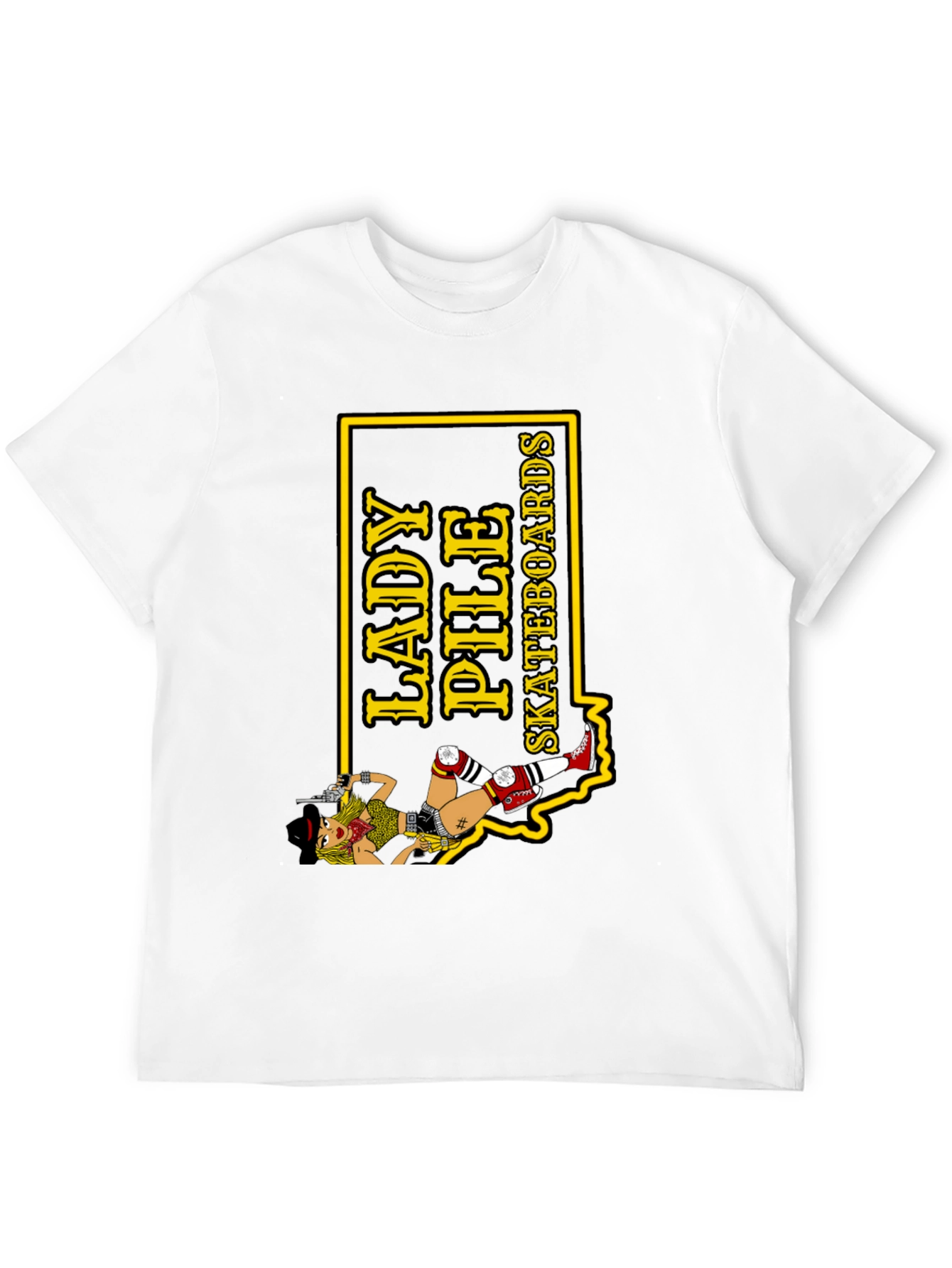 Black Lady Pile Skateboards Graphic Tee - Black view 12