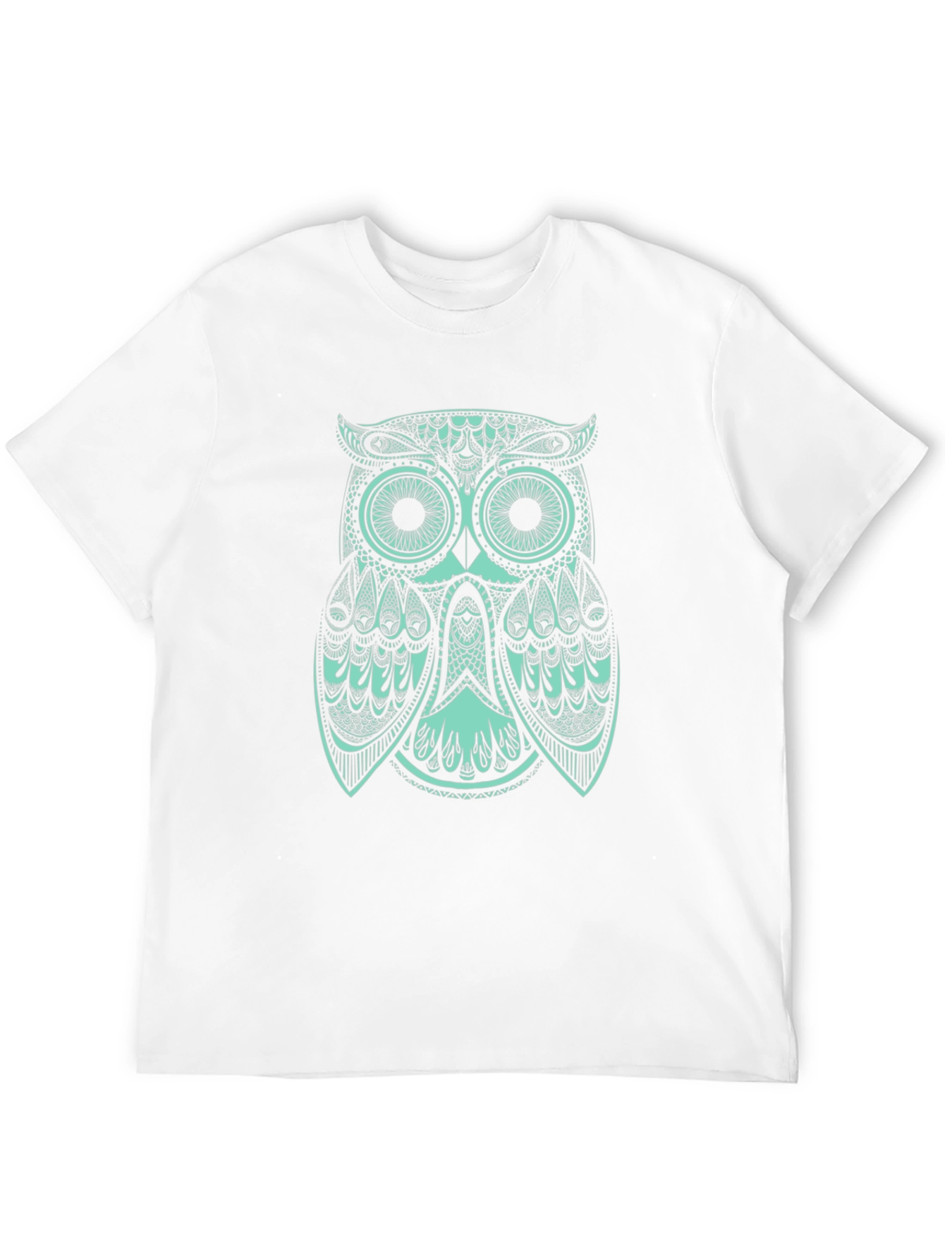 Black Geometric Owl Print Black T-Shirt view 12