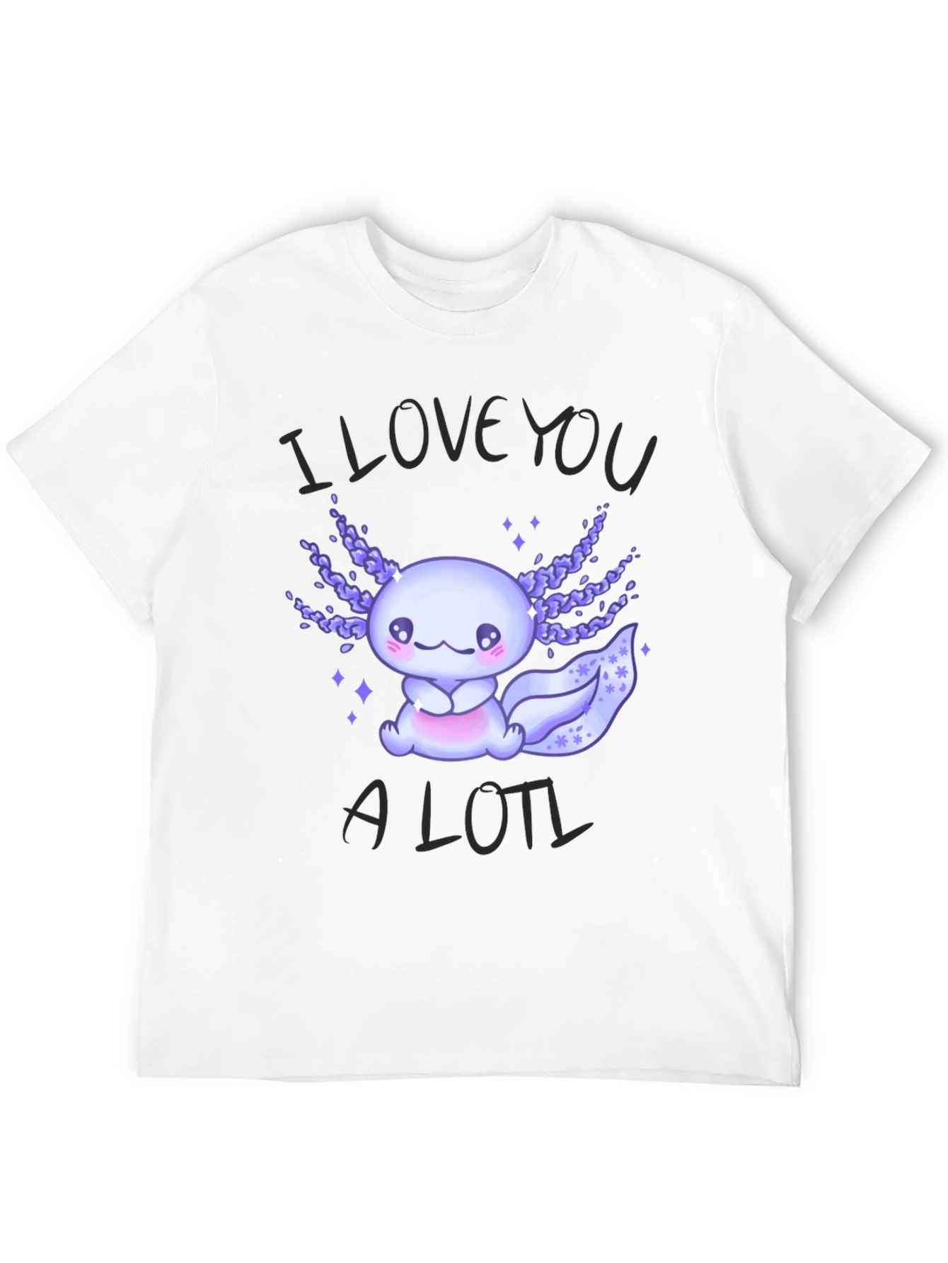 Black Cute Axolotl Graphic T-Shirt - I Love You A Lotl view 12