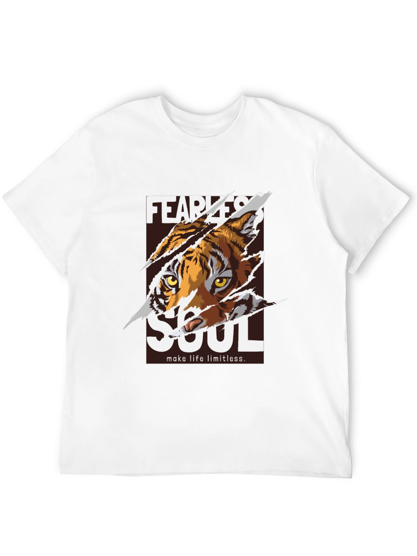 Black Fearless Soul Tiger Graphic Black T-Shirt view 12