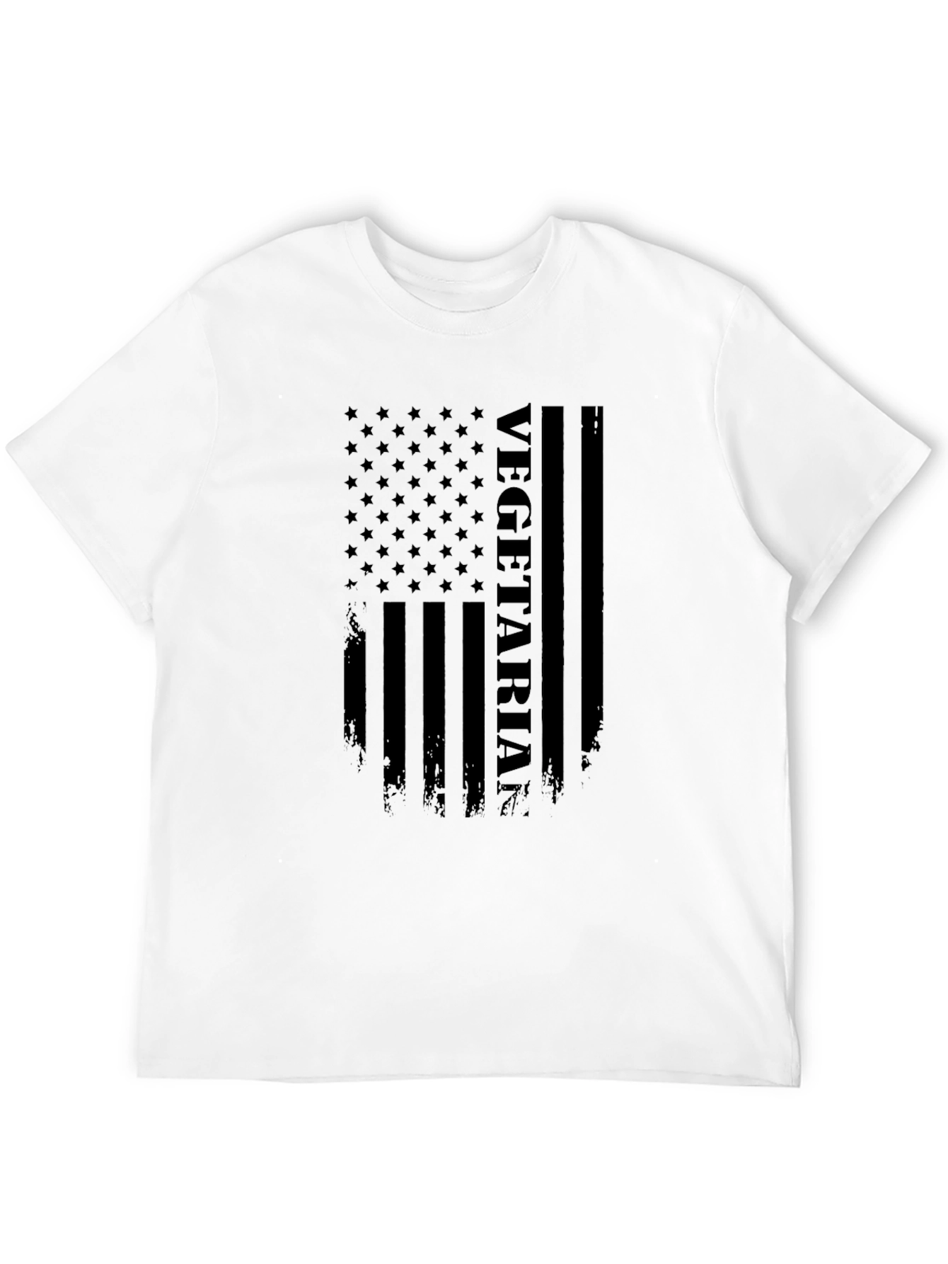 Black Vegetarian American Flag Graphic T-Shirt - Black view 12